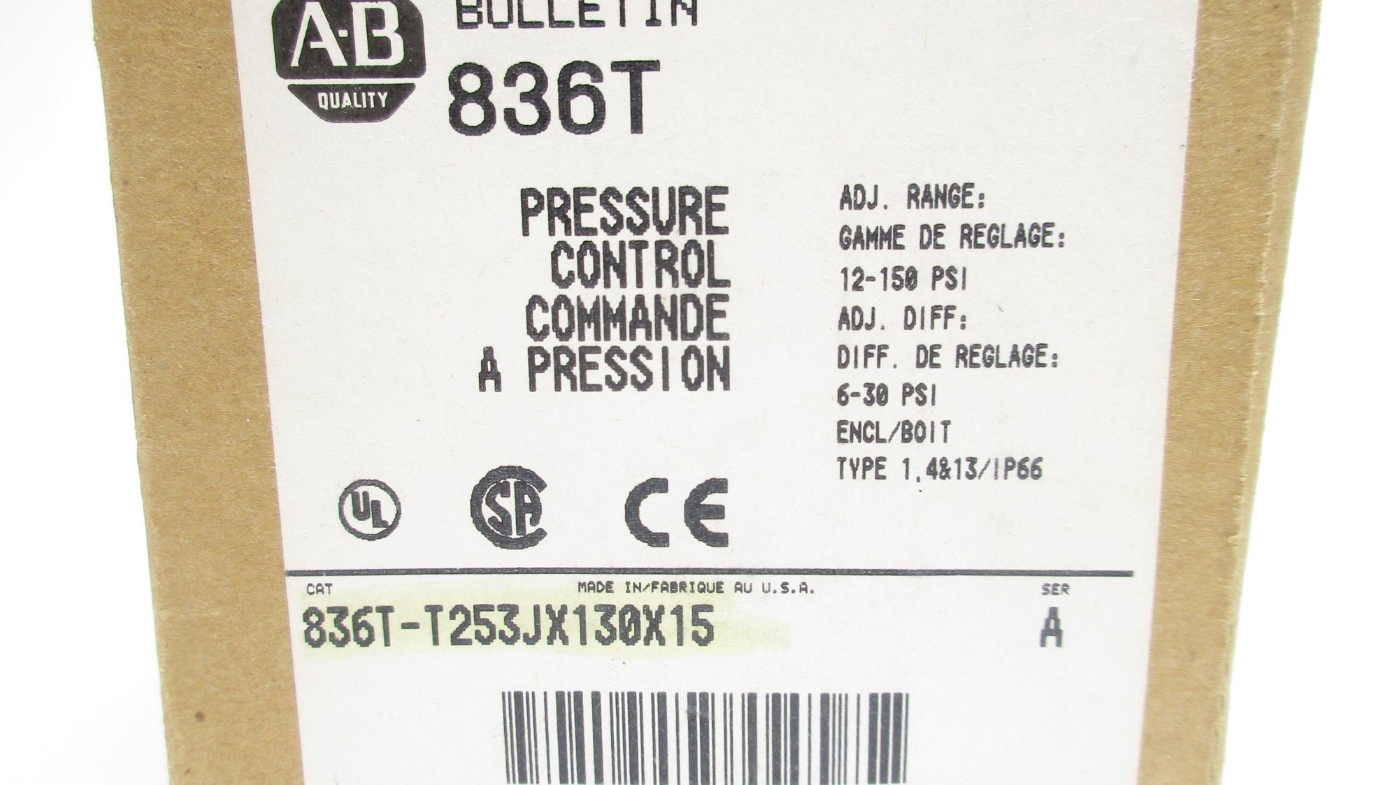 INDUSTRIAL SPARE PART 836T-T253JX130X15 SER. A 12-150PSI (BR/WH) NSMP