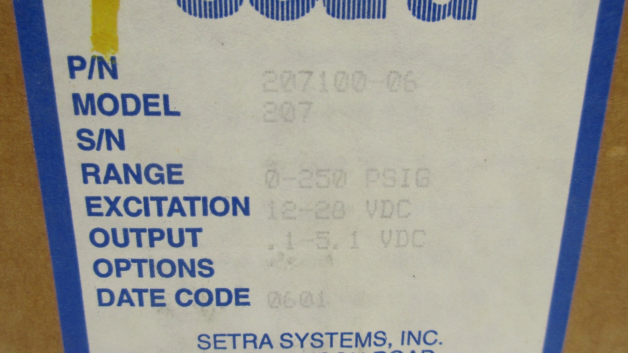 SETRA 207 207100-06 0-250PSIG NSMP