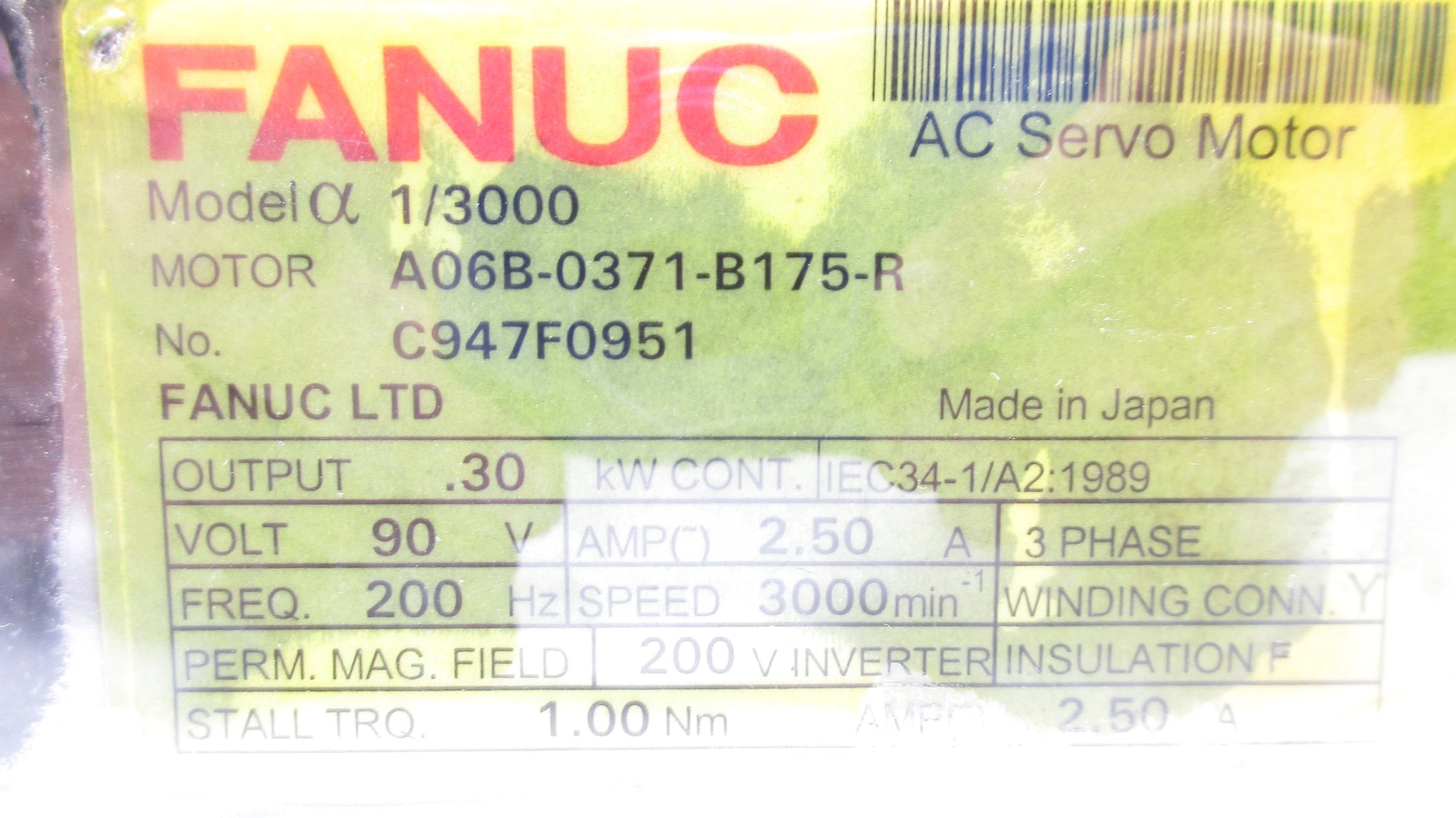 FANUC A06B-0371-B175-R (AS PICTURED) NSNP