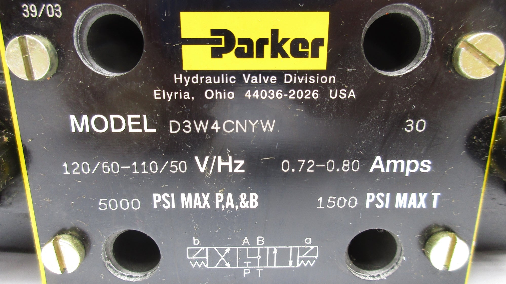 PARKER D3W4CNYW 110-120V 0.72-0.80A 5000PSI NSNP