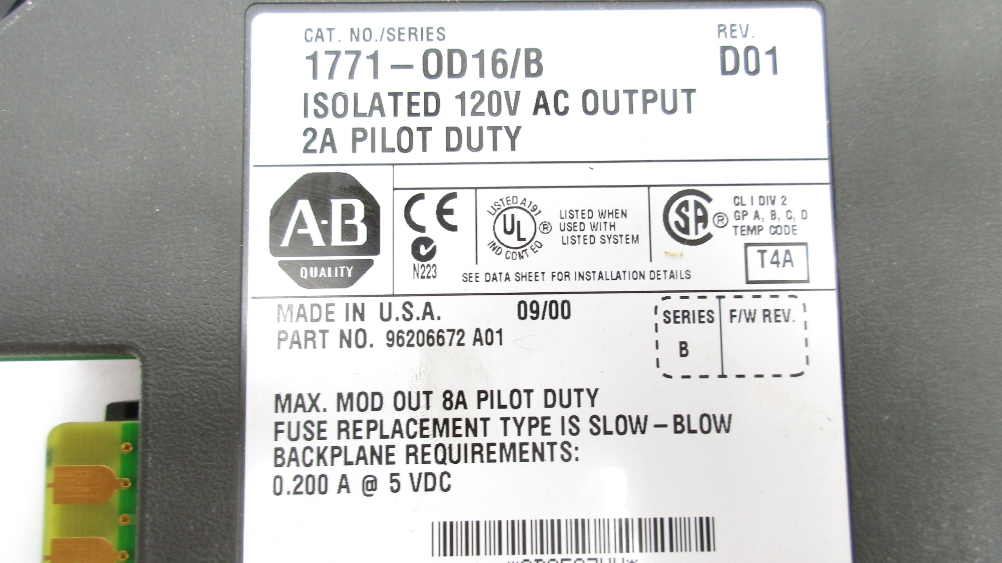 ALLEN BRADLEY 1771-OD16 SER. B UNMP