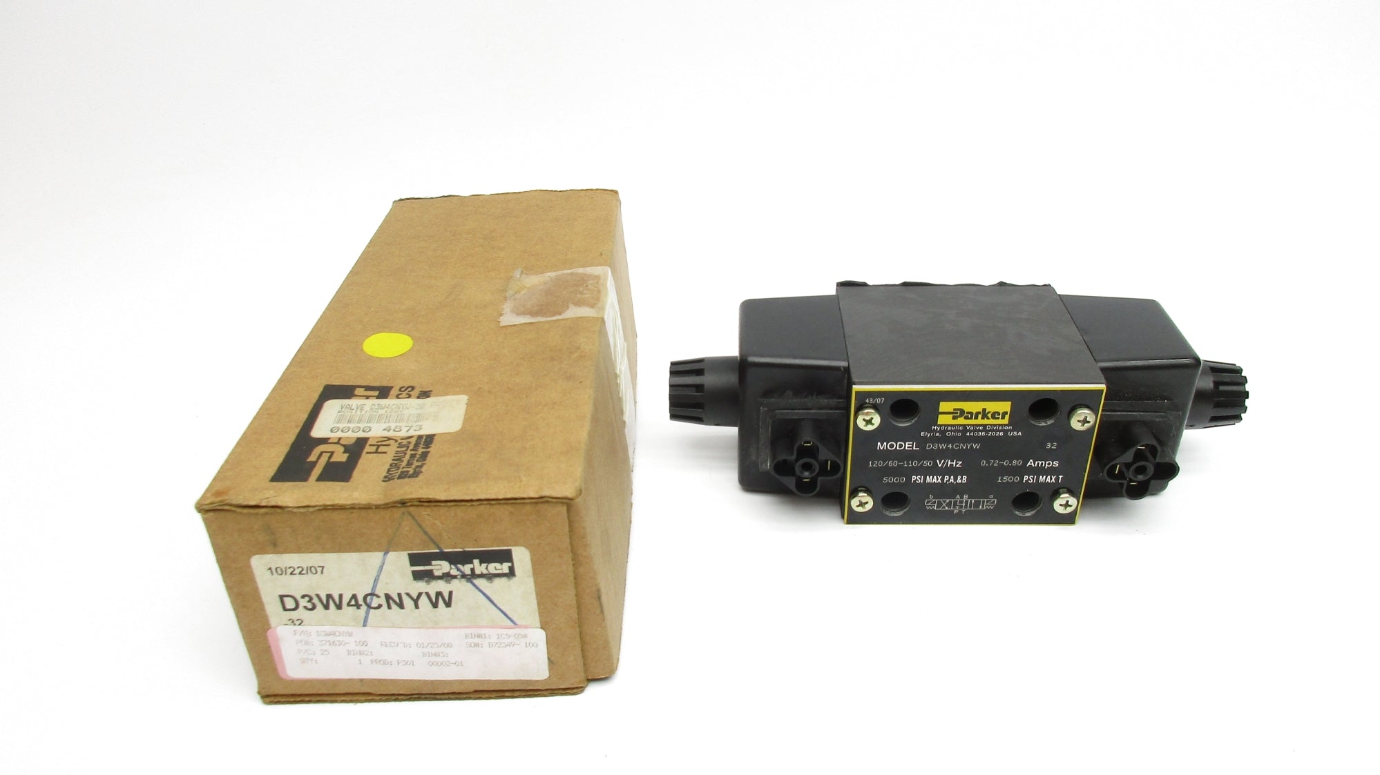 PARKER D3W4CNYW 110/120V 0.72-0.80A 5000PSI NSMP