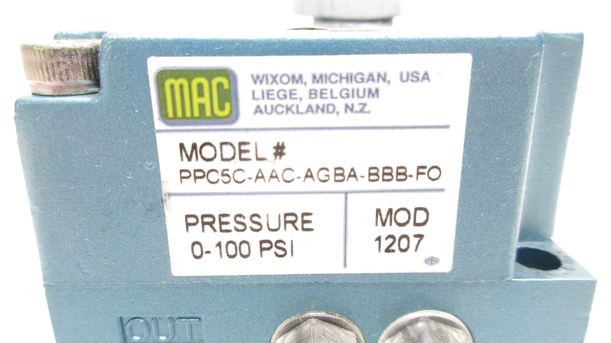MAC PPC5C-AAC-AGBA-BBB-FO 0-100PSI UNMP