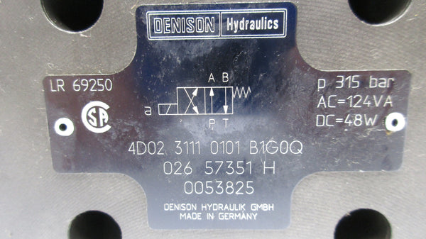 DENISON HYDRAULICS 4D0231110101B1G0Q 026-57351-H 124VAC 315PSI NSNP