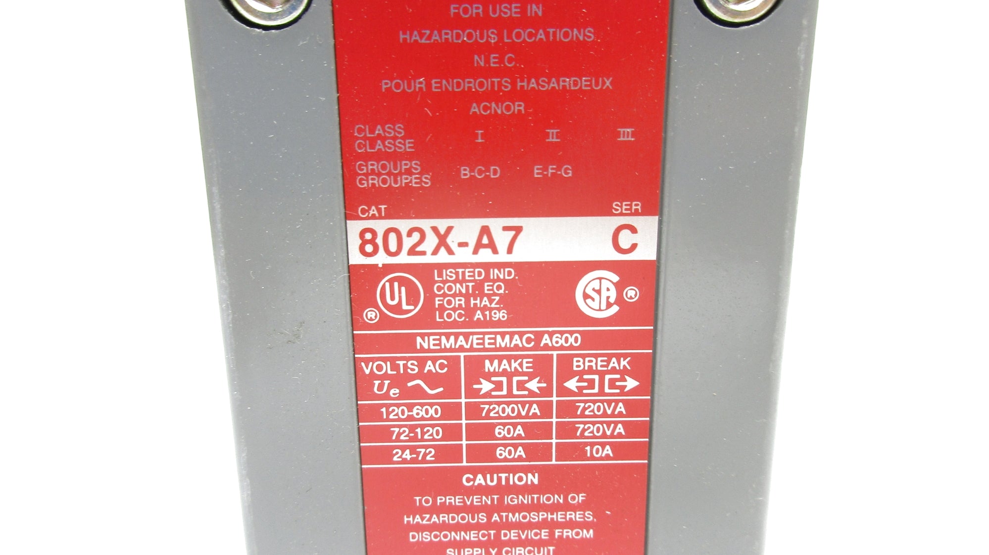 ALLEN BRADLEY 802X-A7 SER. C (WH) NSMP