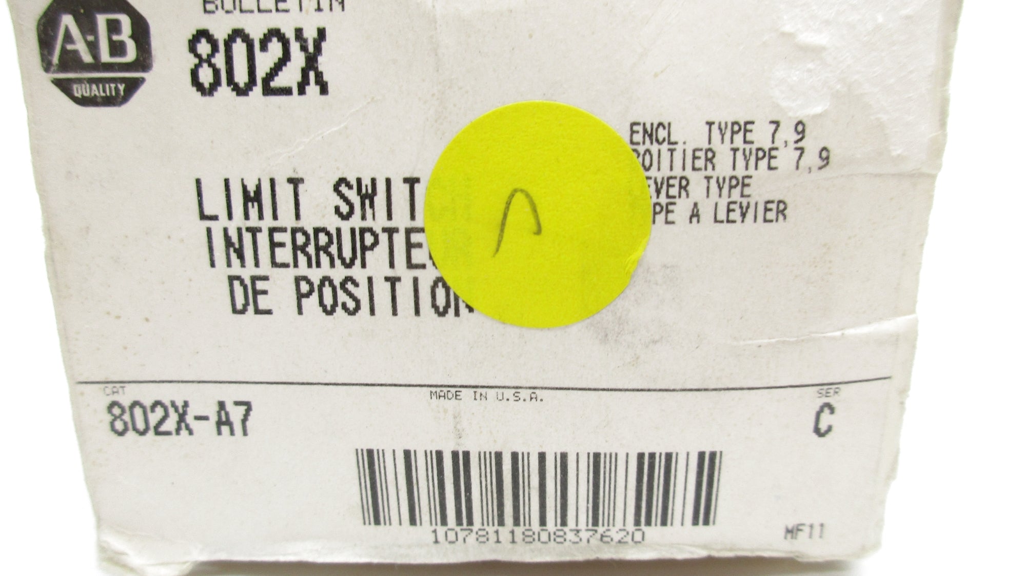ALLEN BRADLEY 802X-A7 SER. C (WH) NSMP