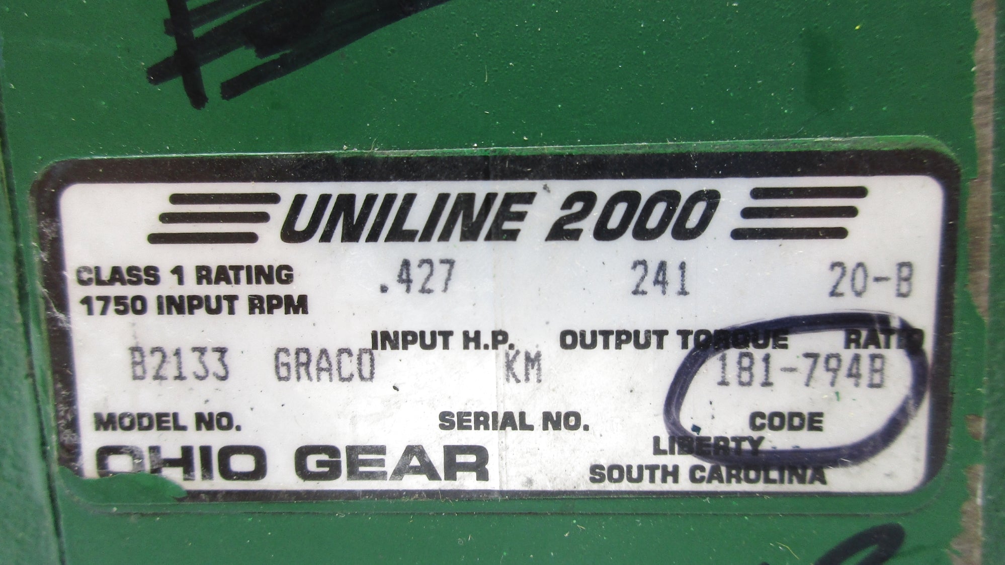 OHIO GEAR B2133 UNMP