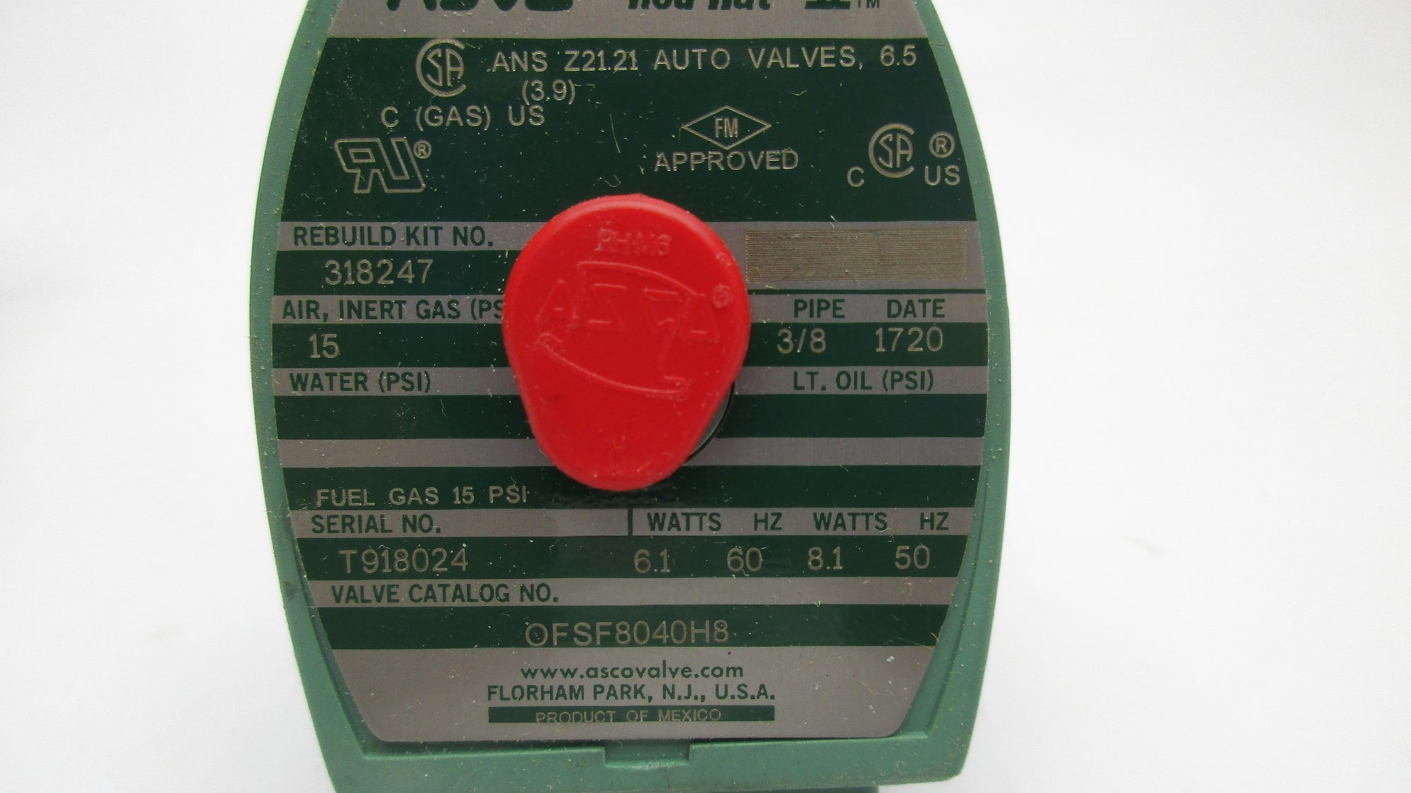 ASCO OFSF8040H8 24V 15PSI 3/8" NSMP
