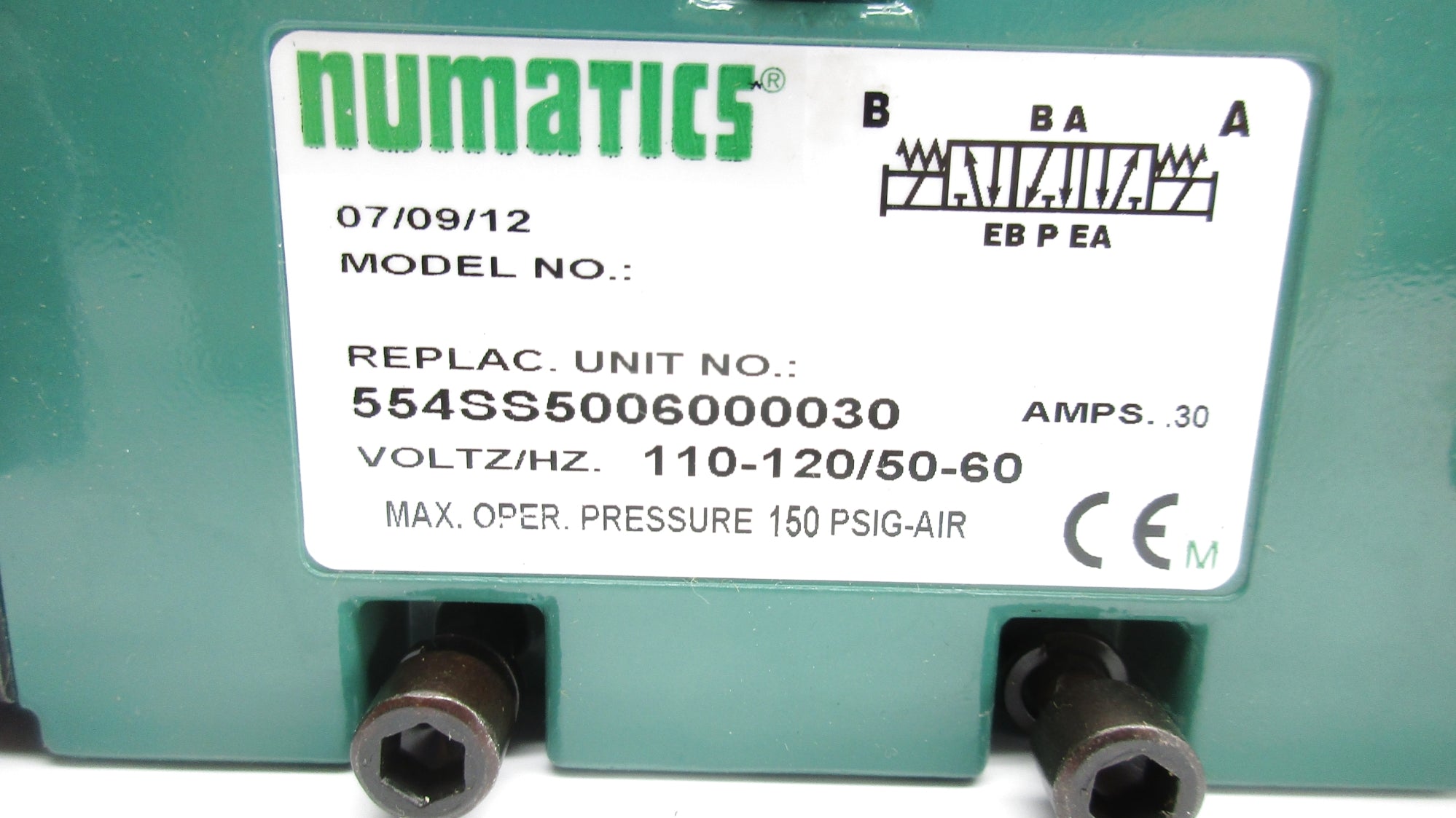 NUMATICS 554SS5006000030 110-120/50-60 150PSIG NSNP