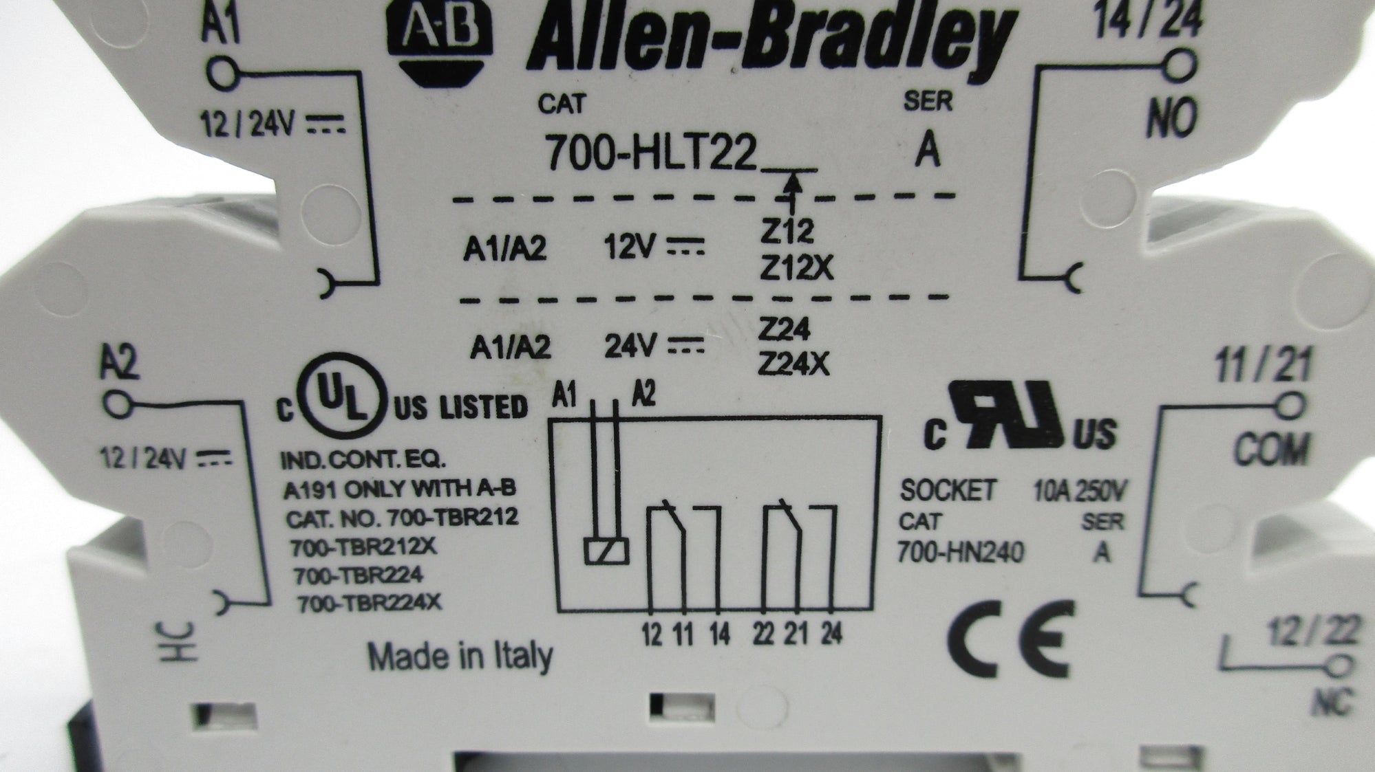 ALLEN BRADLEY 700-HLT22 700-TBR224 SER. A 10A 250V NSNP