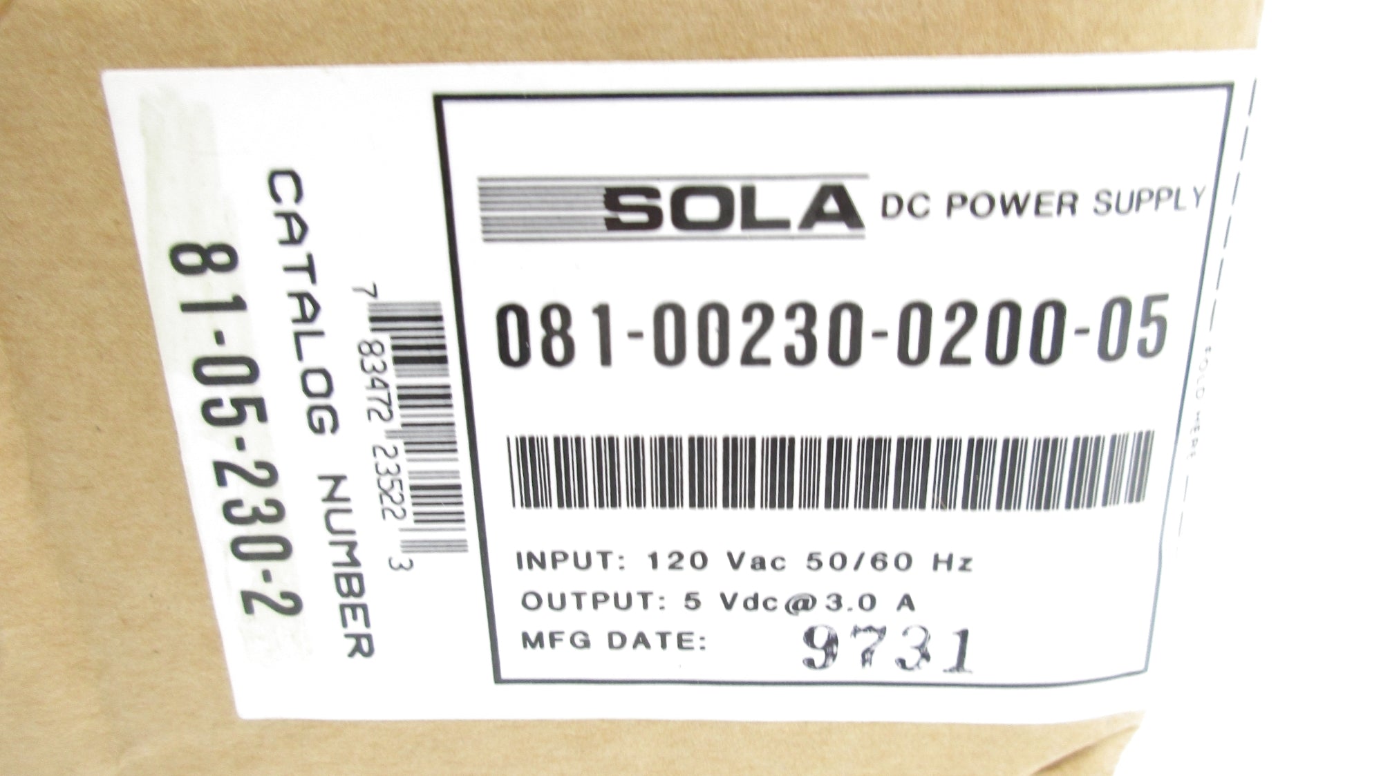 SOLA 81-05-230-02 120VAC 0.43A NSMP