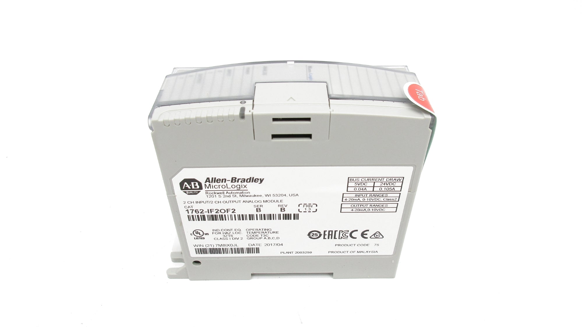 ALLEN BRADLEY 1762-IF2OF2 SER. B F/W 1.3 NSMP