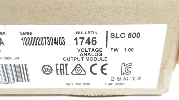 ALLEN BRADLEY 1746-NO8V SER. A F/W 1.00 24VDC NSMP