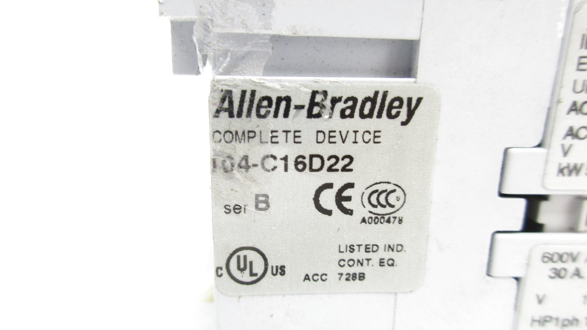 ALLEN BRADLEY 104-C16D22 SER. B 110/50 120/60 UNMP