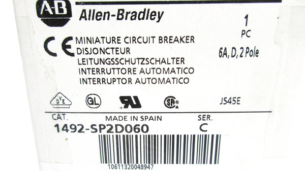 ALLEN BRADLEY 1492-SP2D060 SER. C 6A 277VAC (WH) NSMP