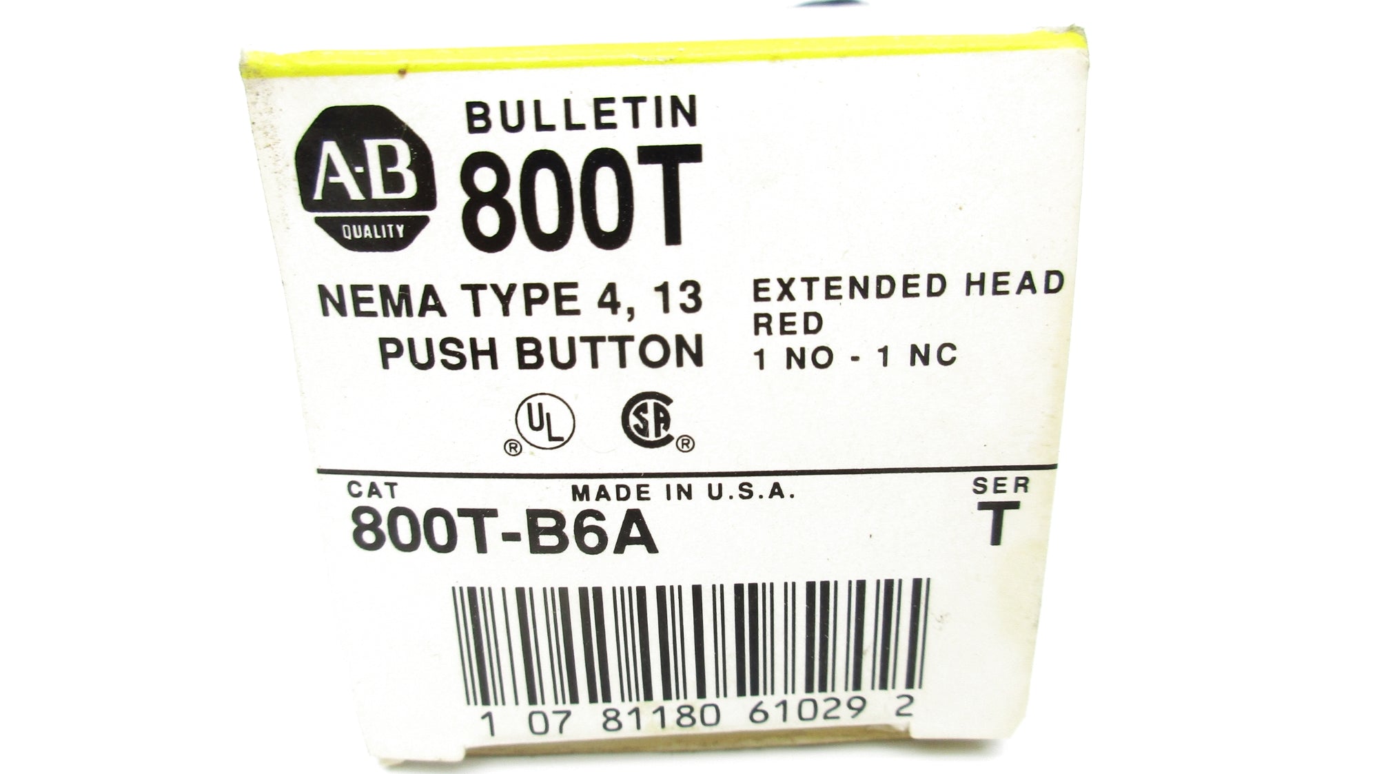 ALLEN BRADLEY 800T-B6A SER. T (BK/YL) NSMP