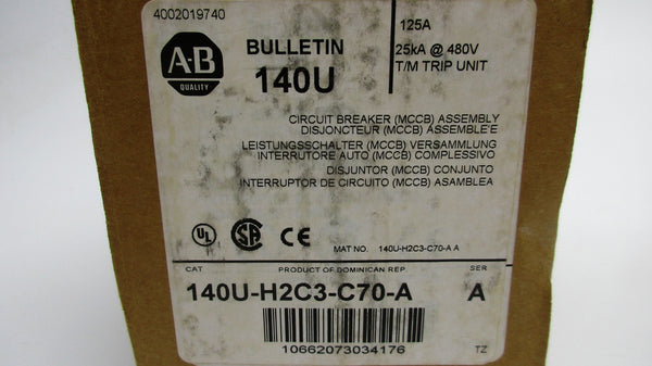 ALLEN BRADLEY 140U-H2C3-C70-A SER. A 70A 480V (BR/WH) NSMP