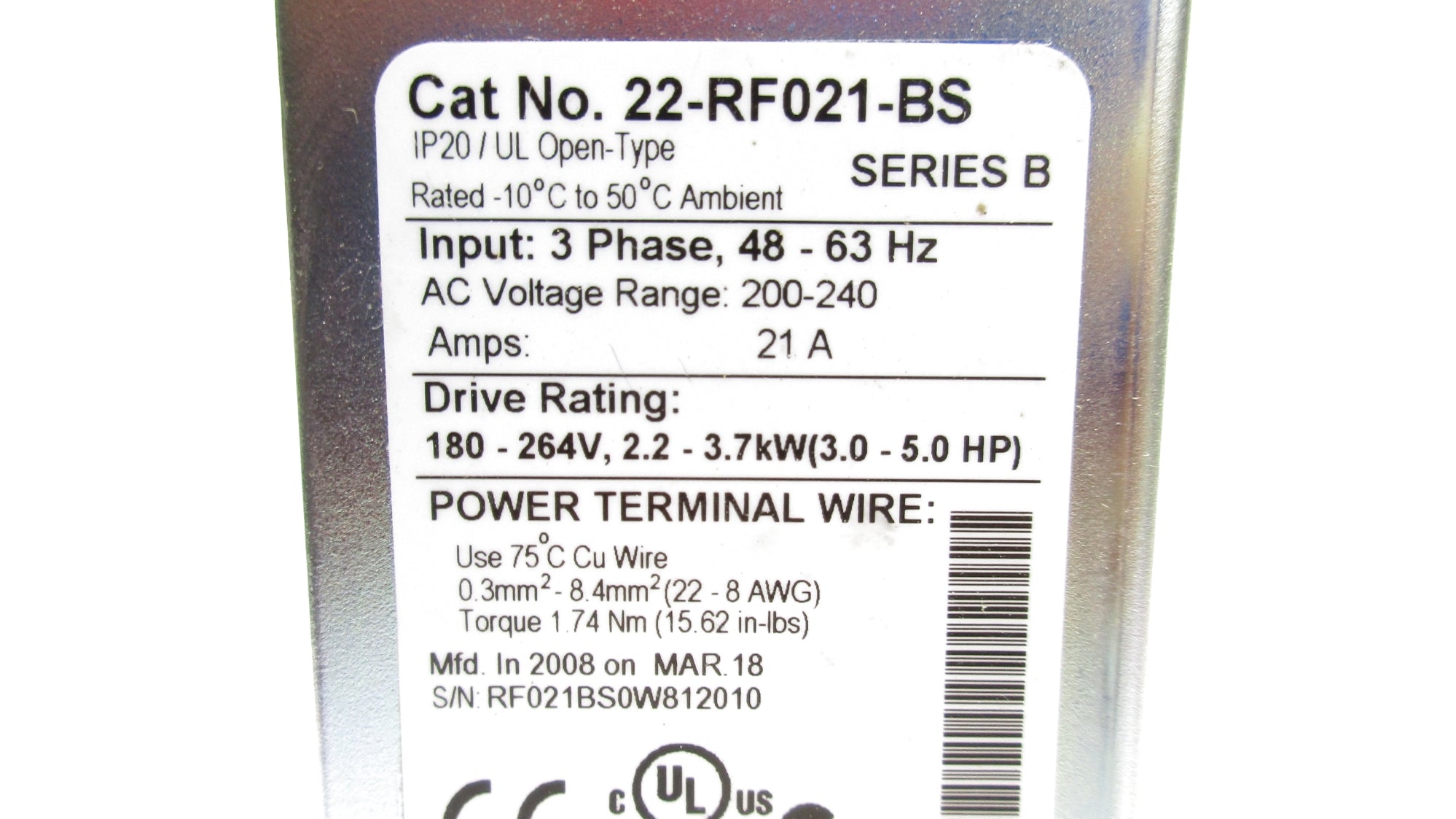 INDUSTRIAL SPARE PART 22-RF021-BS SER. B UNMP