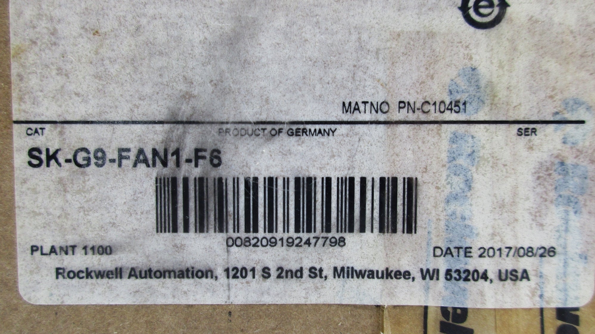 ALLEN BRADLEY SK-G9-FAN1-F6 NSFS