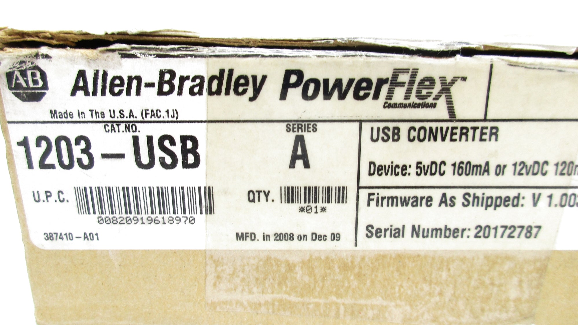 ALLEN BRADLEY 1203-USB SER. A F/W V1.003 (BR/WH) NSMP