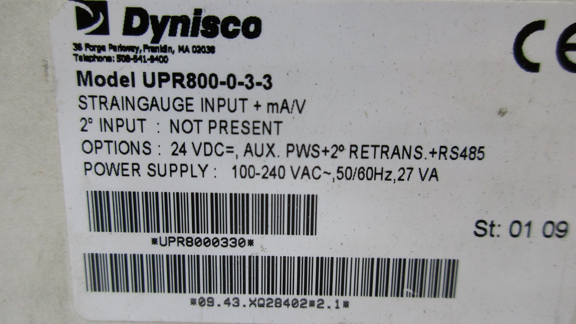 DYNISCO UPR800-0-3-3 NSMP