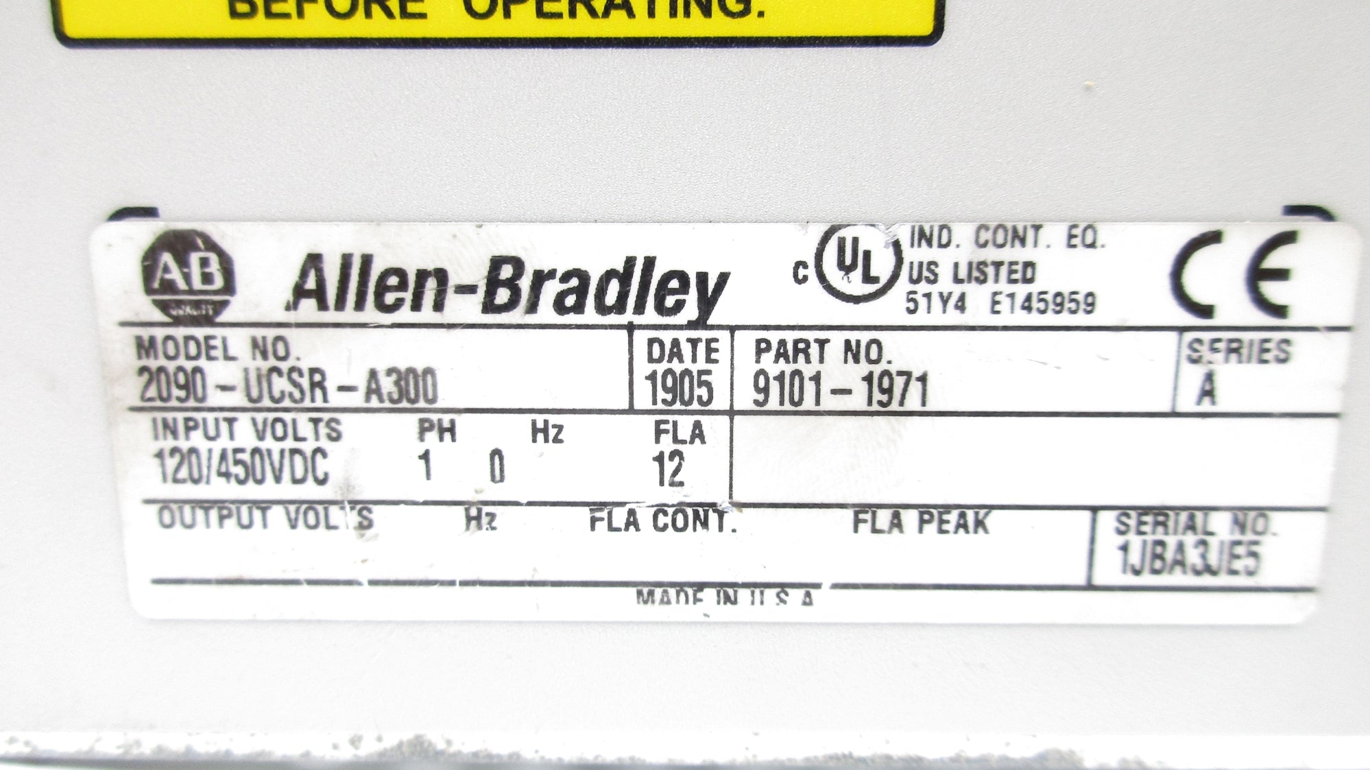 ALLEN BRADLEY 2090-UCSR-A300 SER. A NSNP