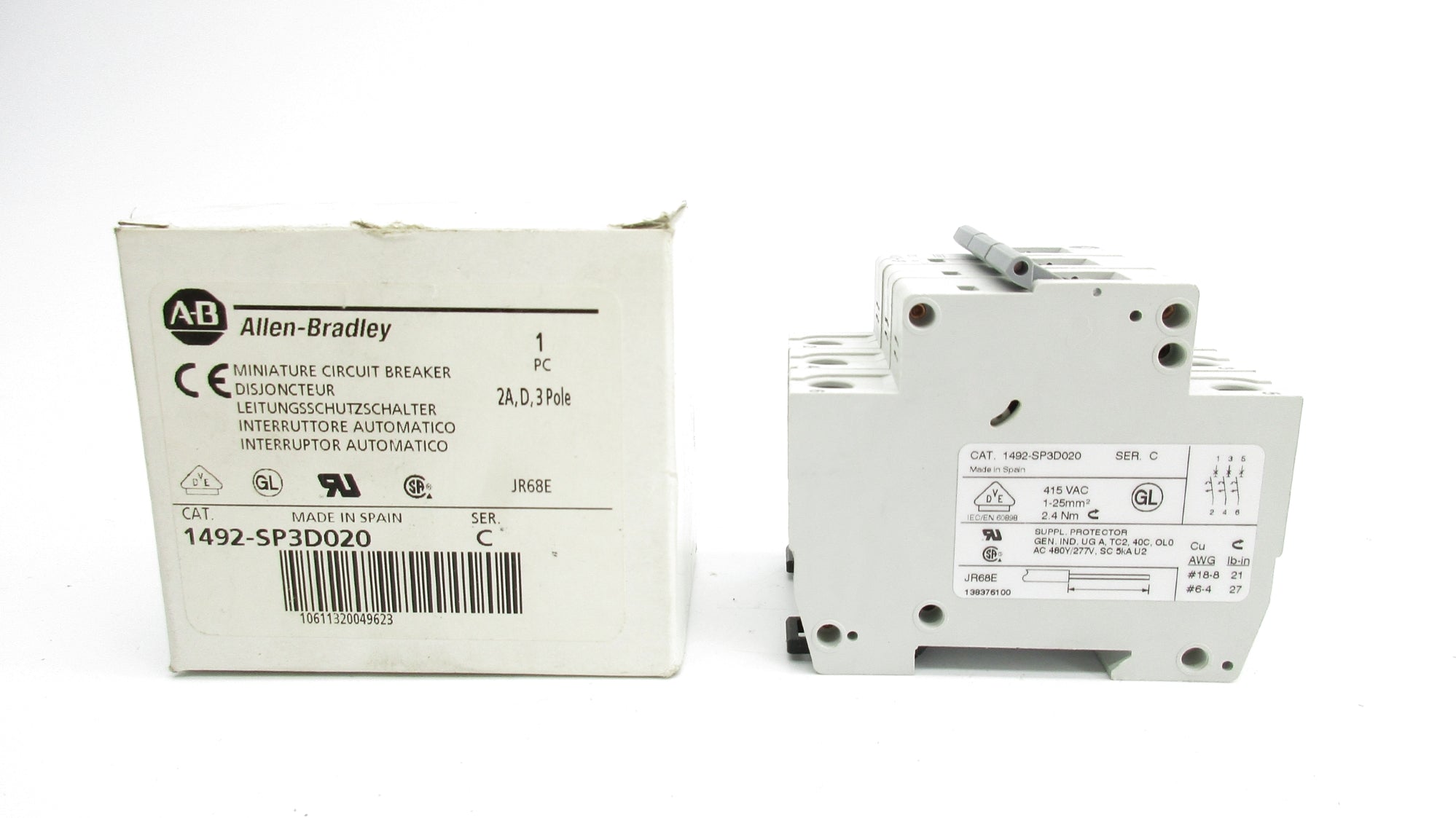 ALLEN BRADLEY 1492-SP3D020 SER. C 415VAC 2A (WH) NSMP