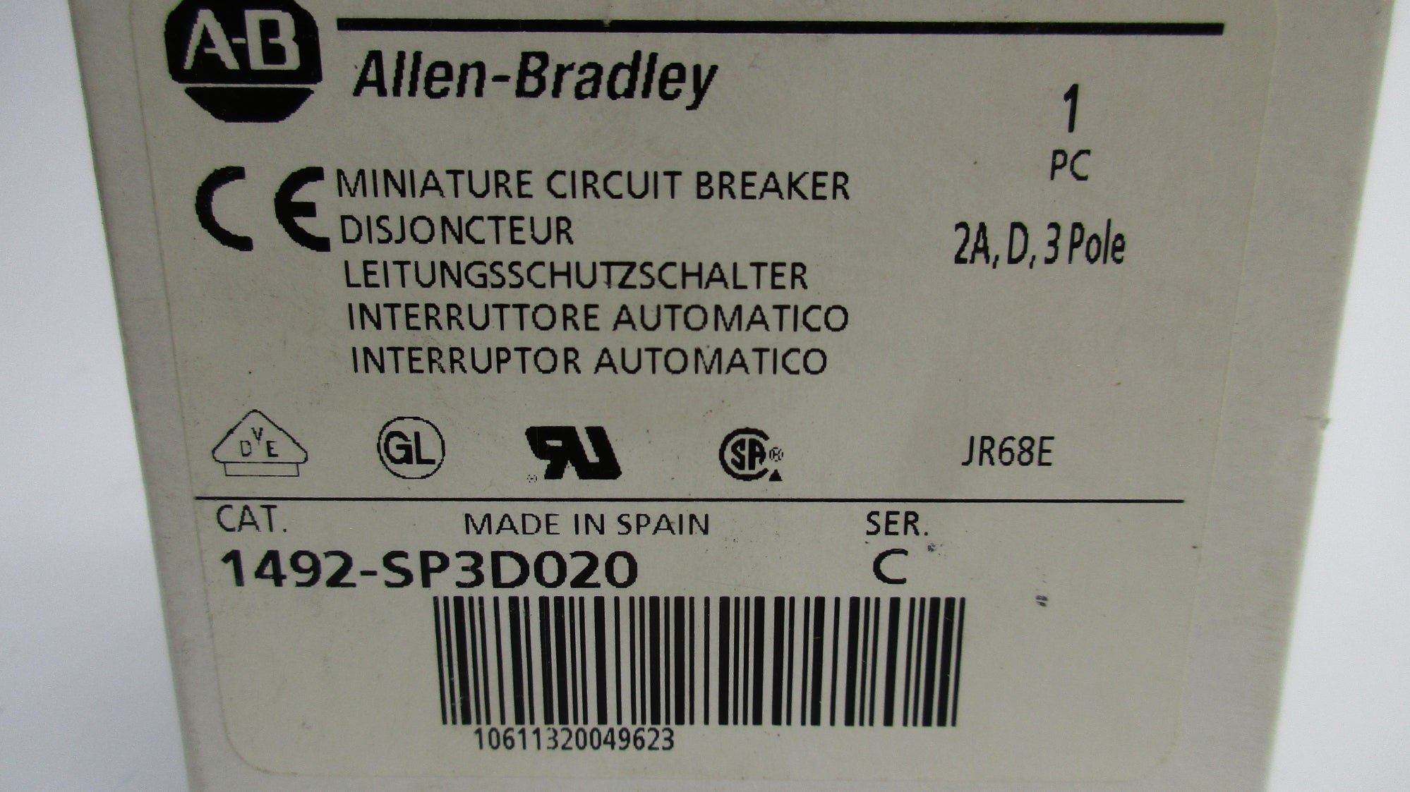 ALLEN BRADLEY 1492-SP3D020 SER. C 415VAC 2A (WH) NSMP