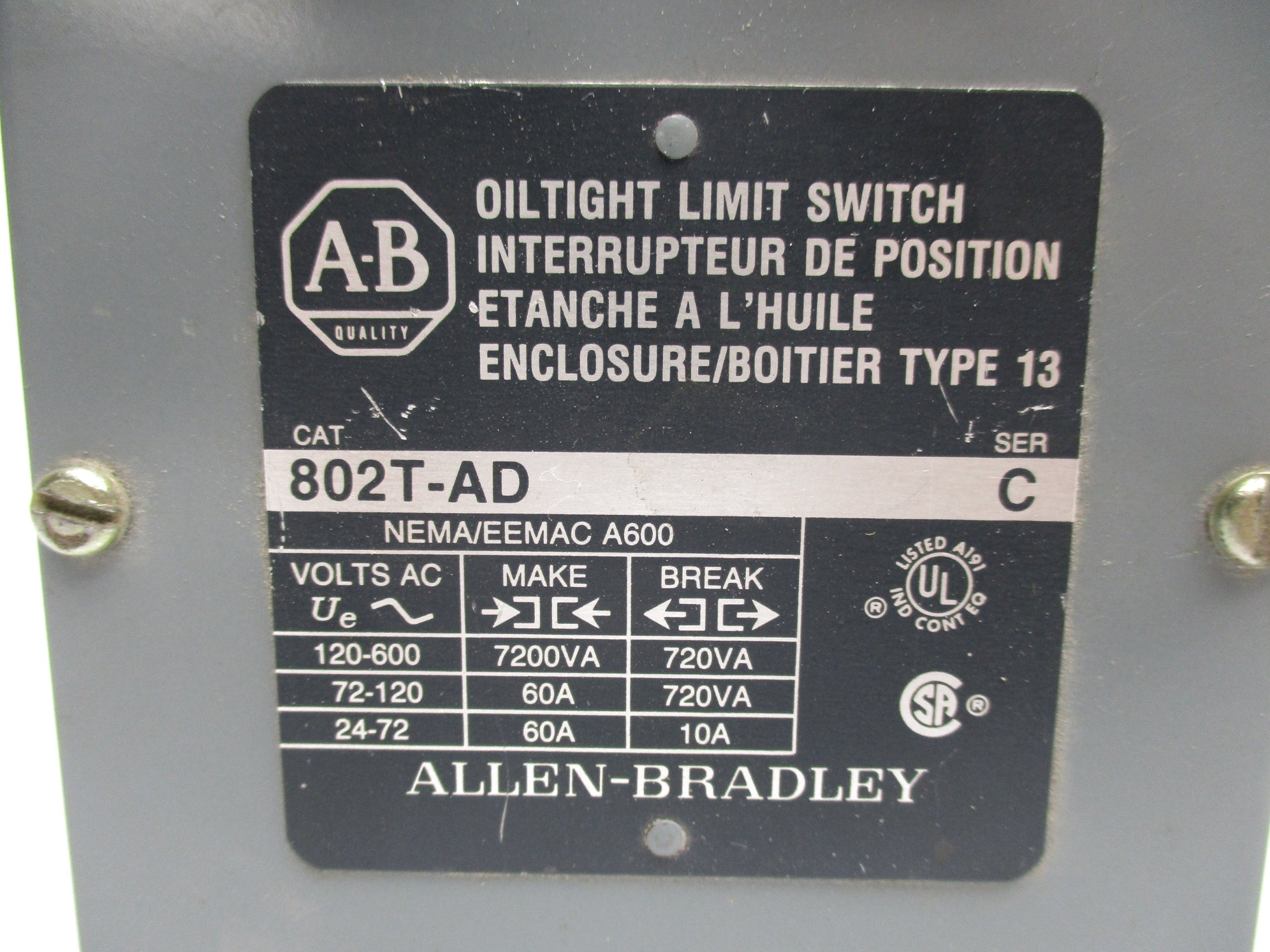 INDUSTRIAL SPARE PART 802T-AD SER. C 120-600VAC 60A NSNP