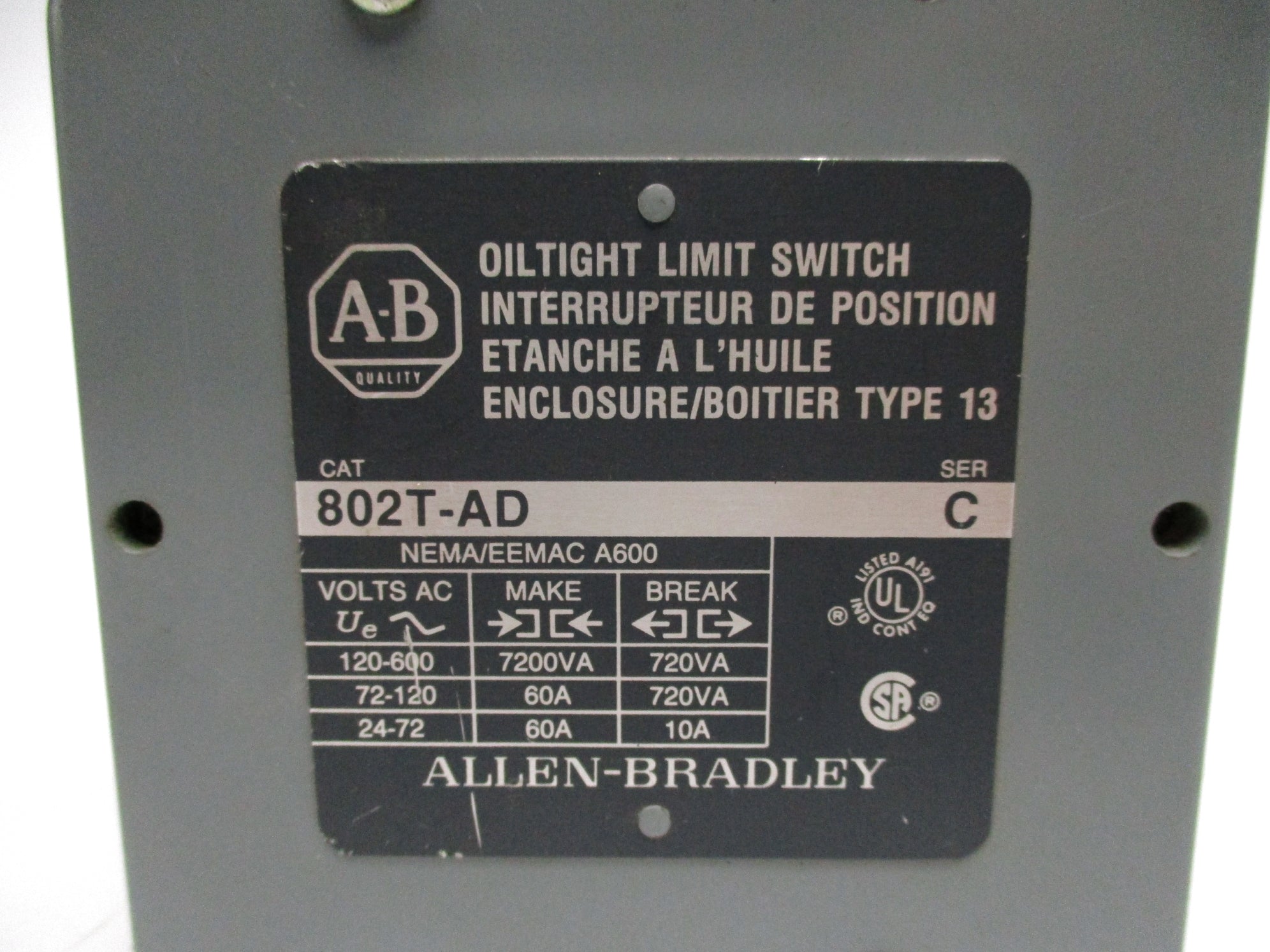 INDUSTRIAL SPARE PART 802T-AD SER. C UNMP