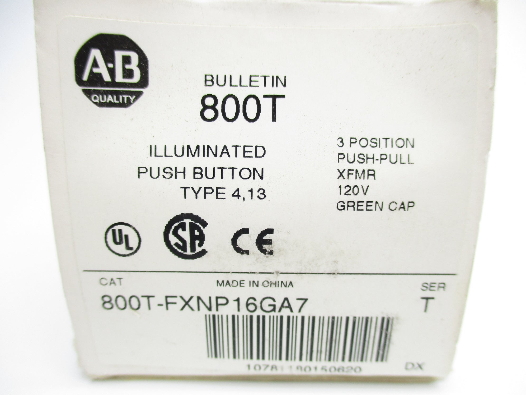 ALLEN BRADLEY 800T-FXNP16GA7 SER. T 120V (WH) NSMP