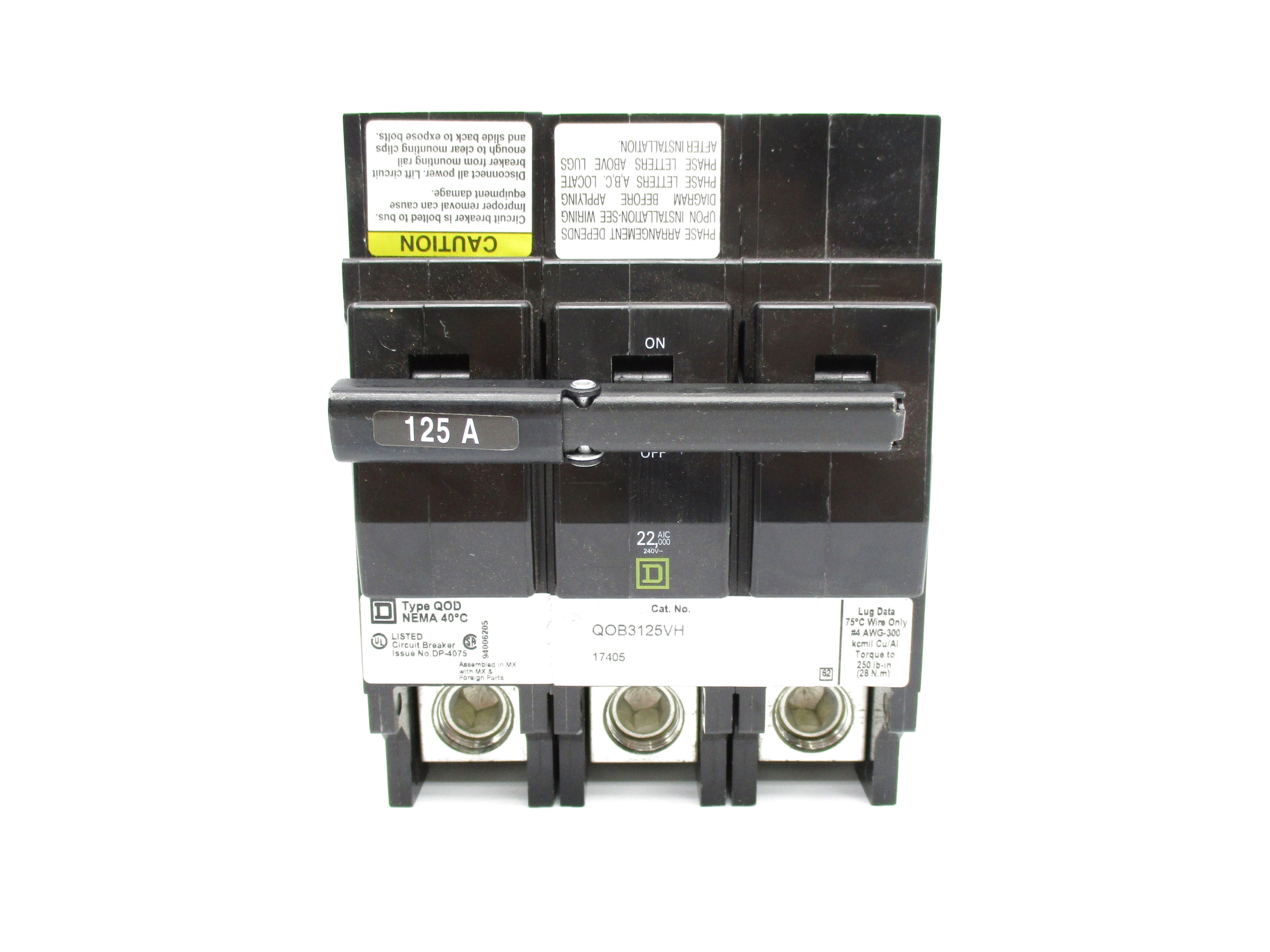 SQUARE D QOB3125VH 125A 240V NSNP