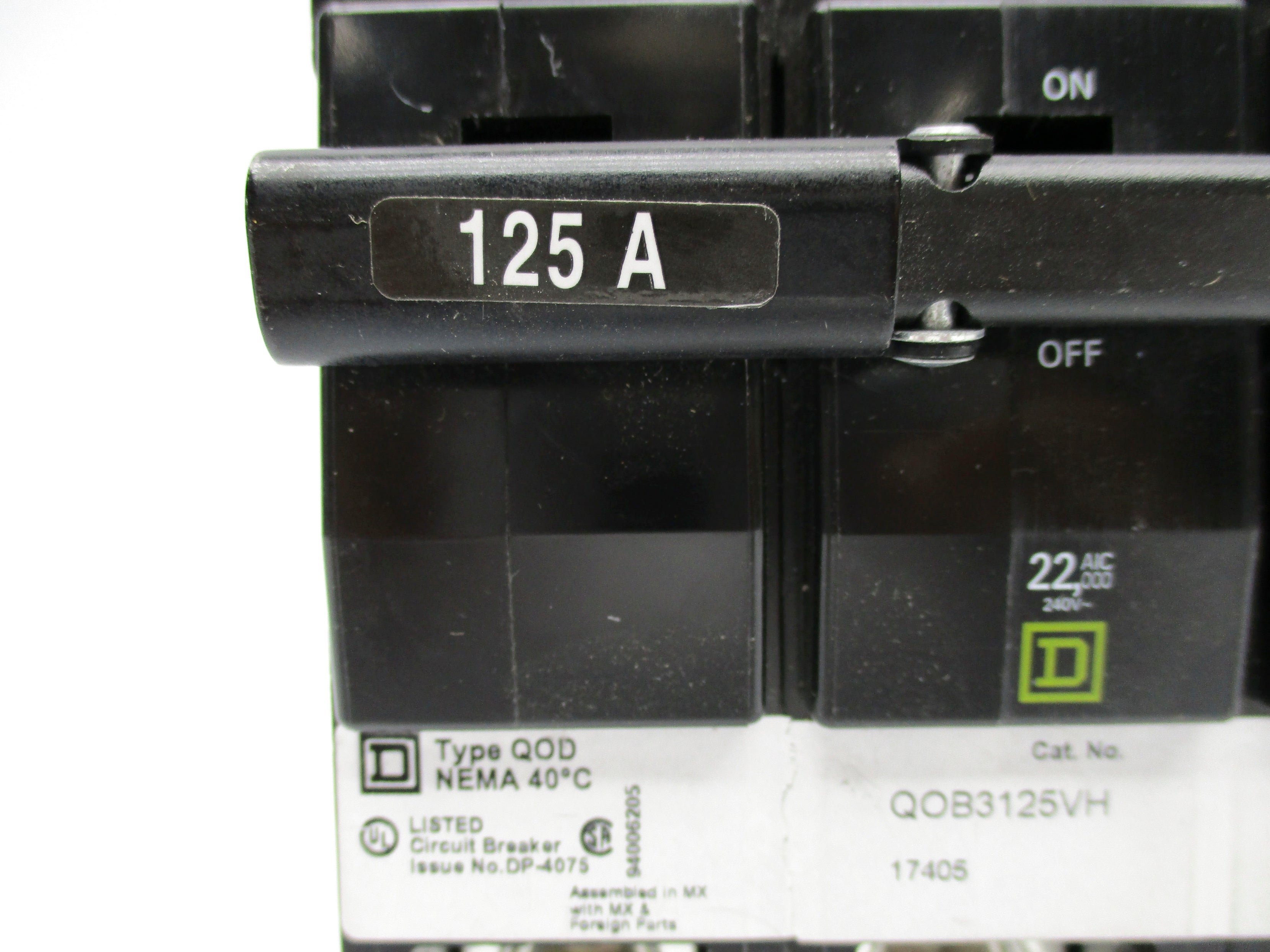 SQUARE D QOB3125VH 125A 240V NSNP