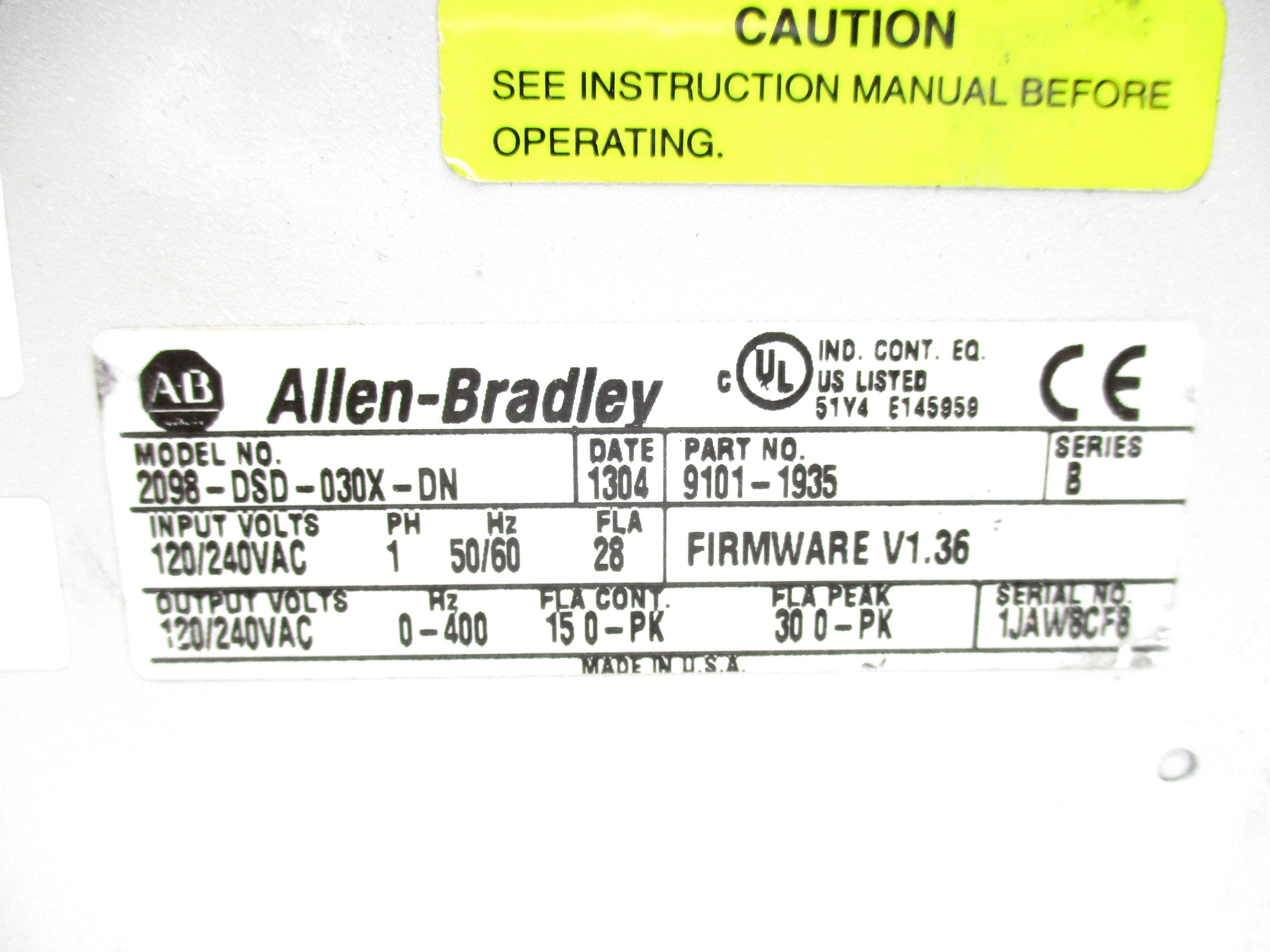 INDUSTRIAL SPARE PART 2098-DSD-030X-DN SER. B F/W V1.36 UNMP