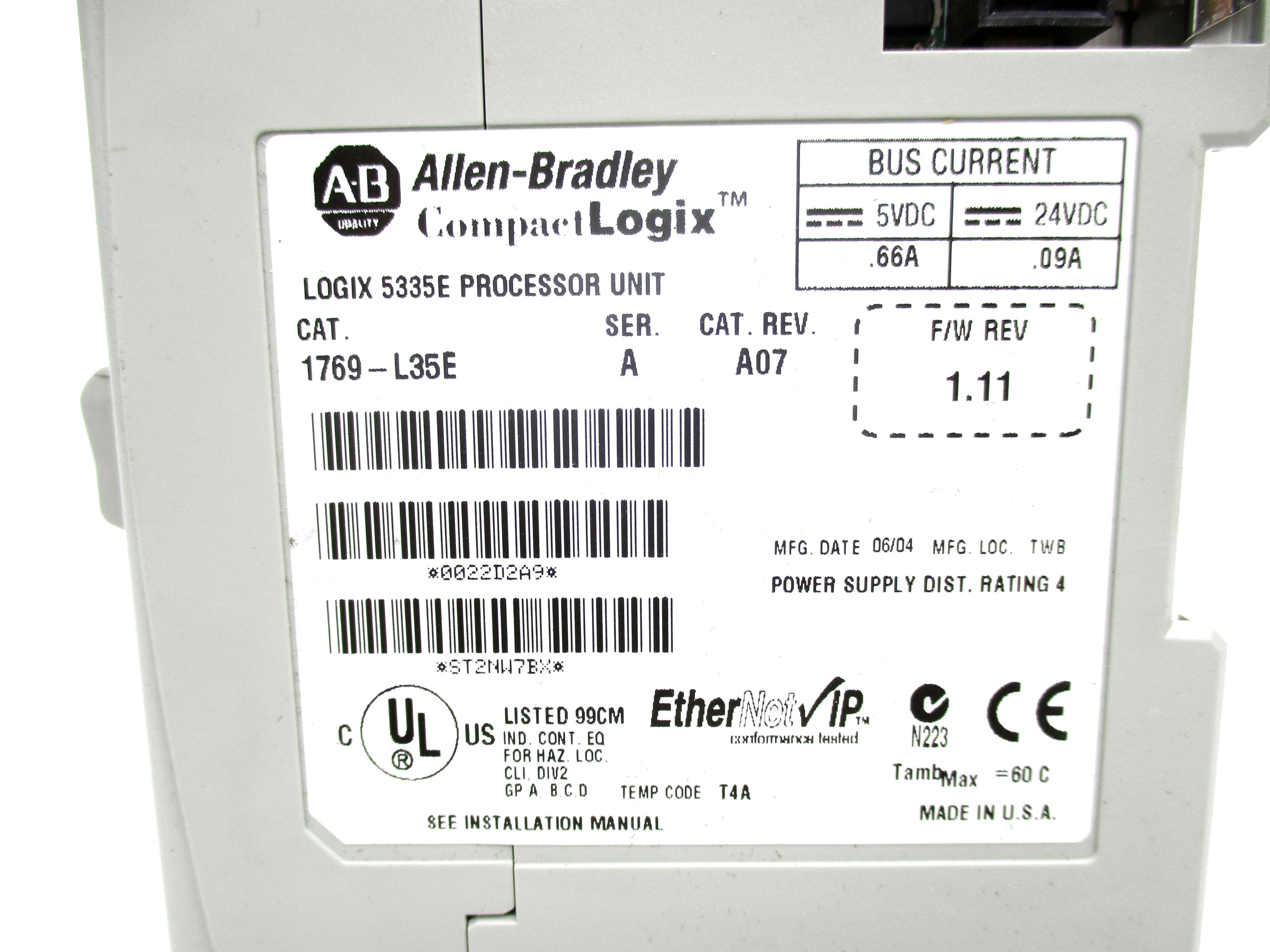 ALLEN BRADLEY 1769-L35E SER. A F/W 1.11 NSNP