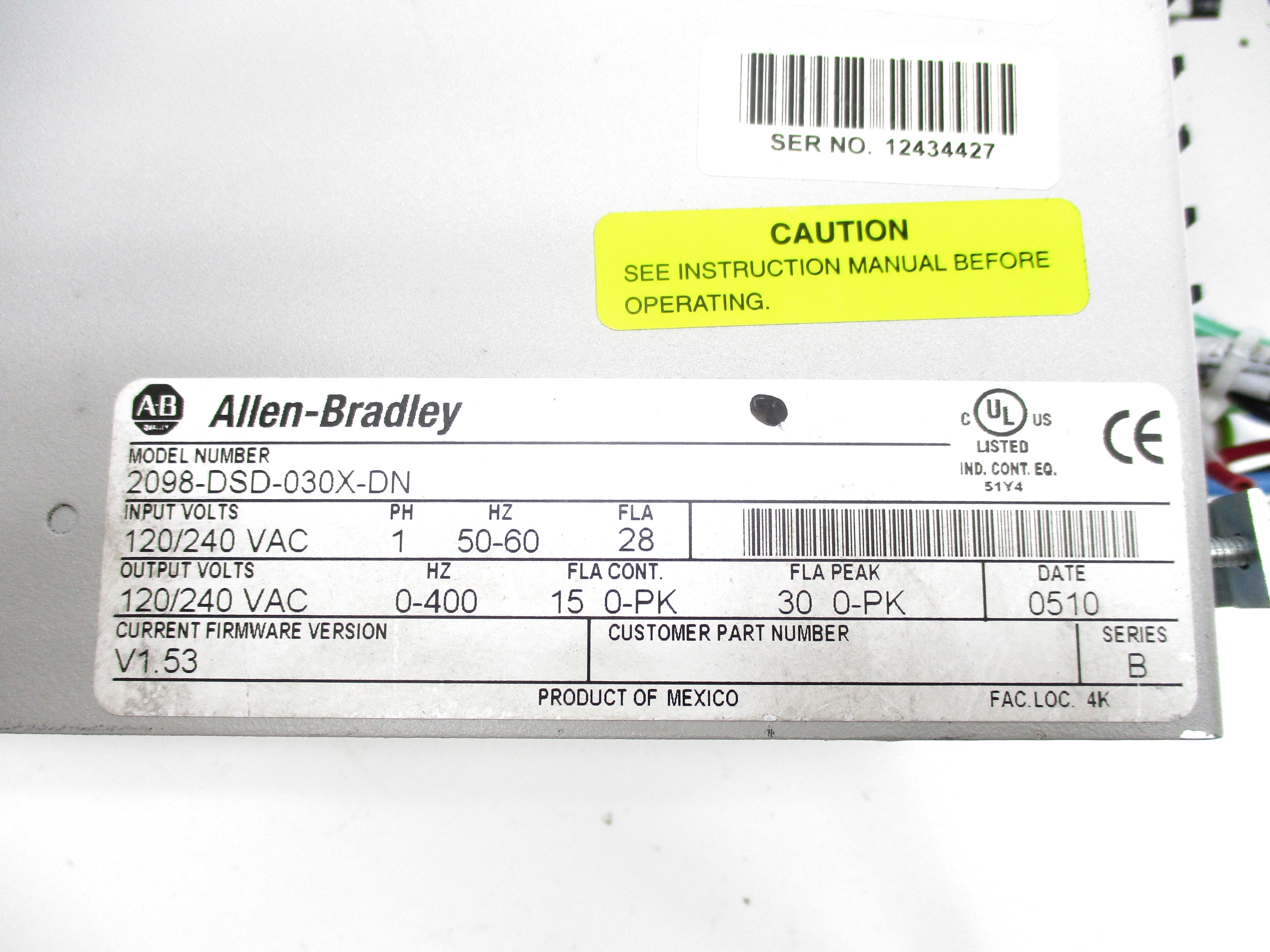 ALLEN BRADLEY 2098-DSD-030X-DN SER. B F/W V1.53 UNMP