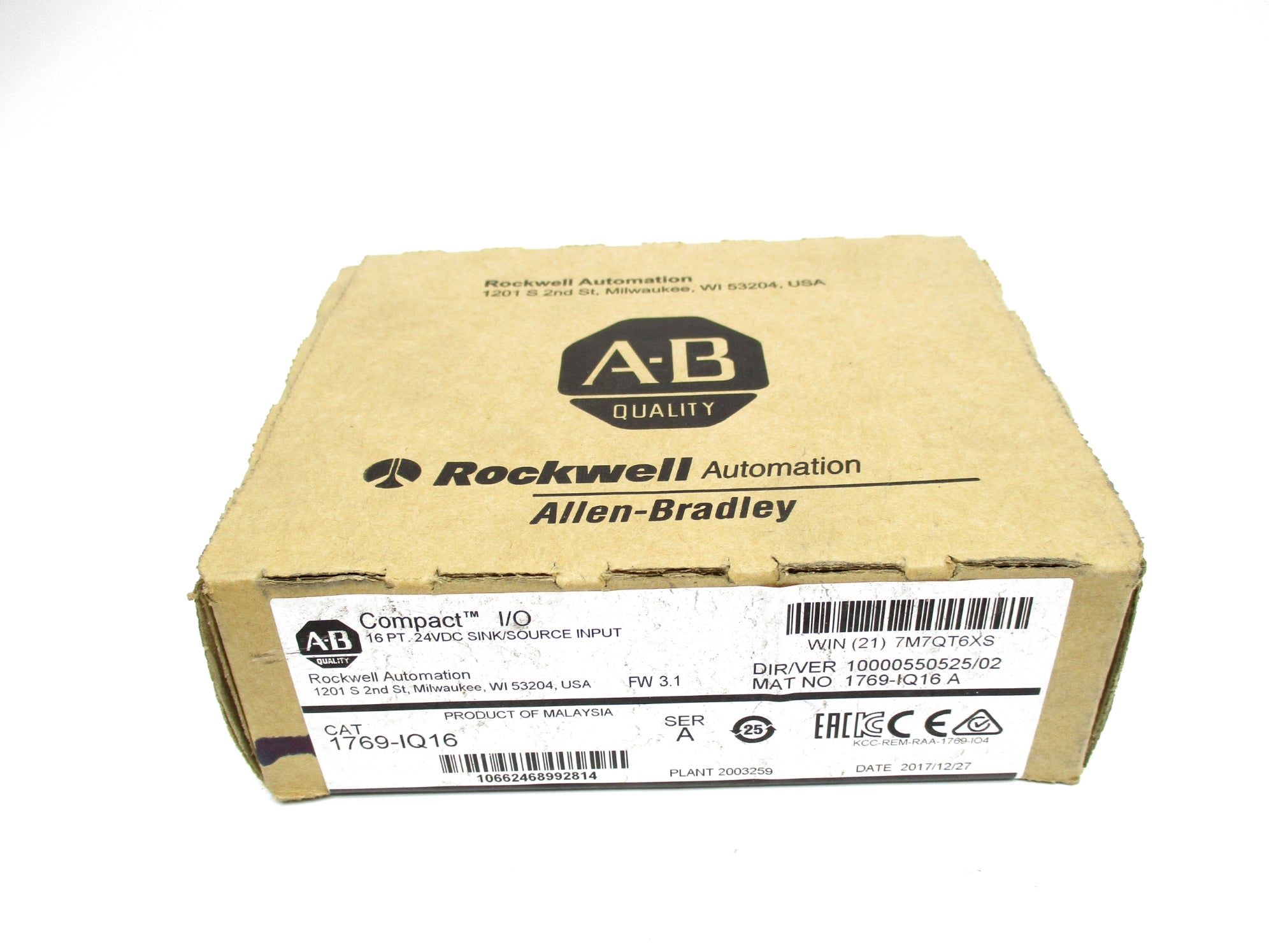 ALLEN BRADLEY 1769-IQ16 SER. A F/W 3.1 DATE: 2017 NSFS