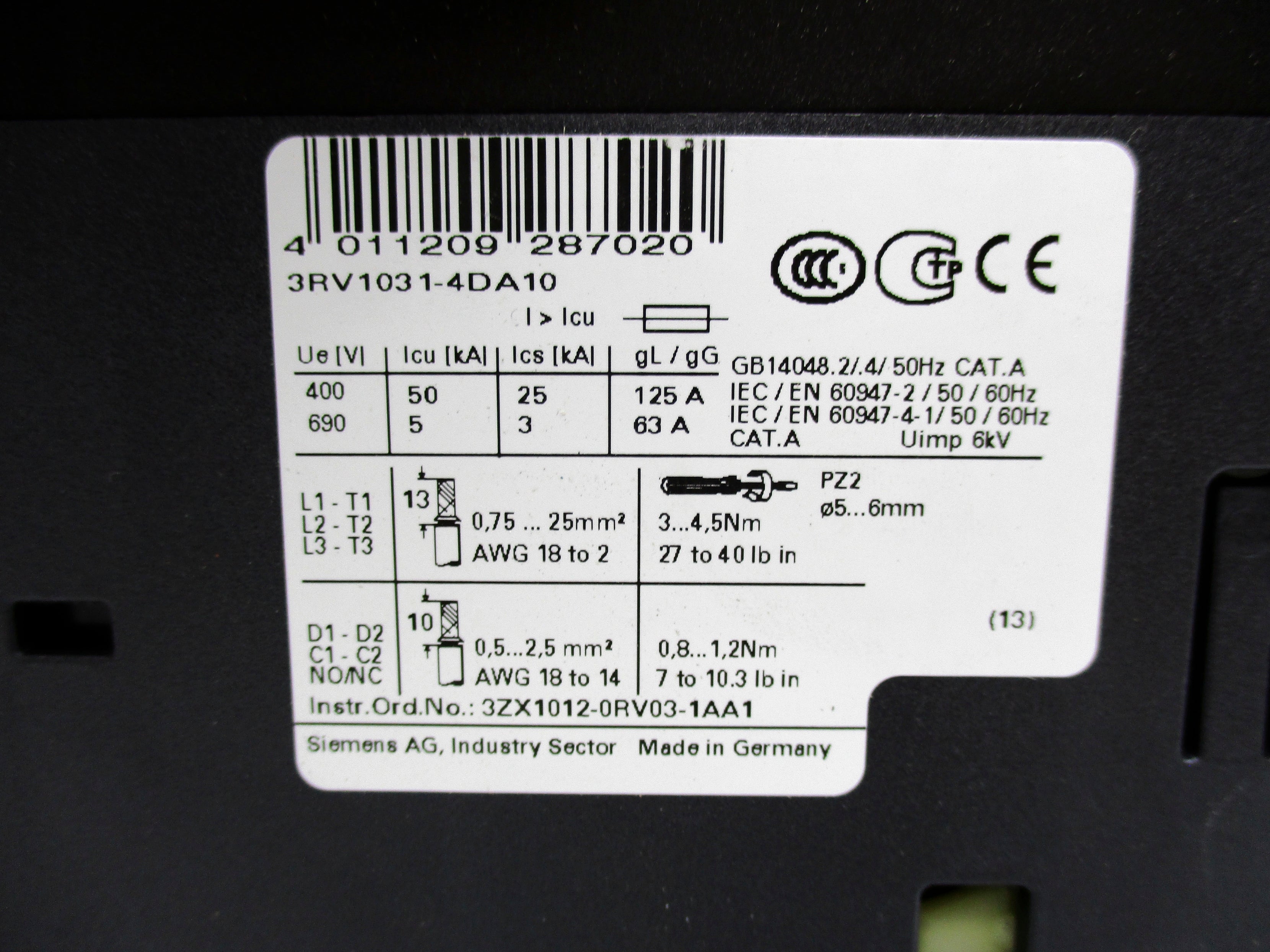 SIEMENS 3RV1031-4DA10 18-25A NSMP