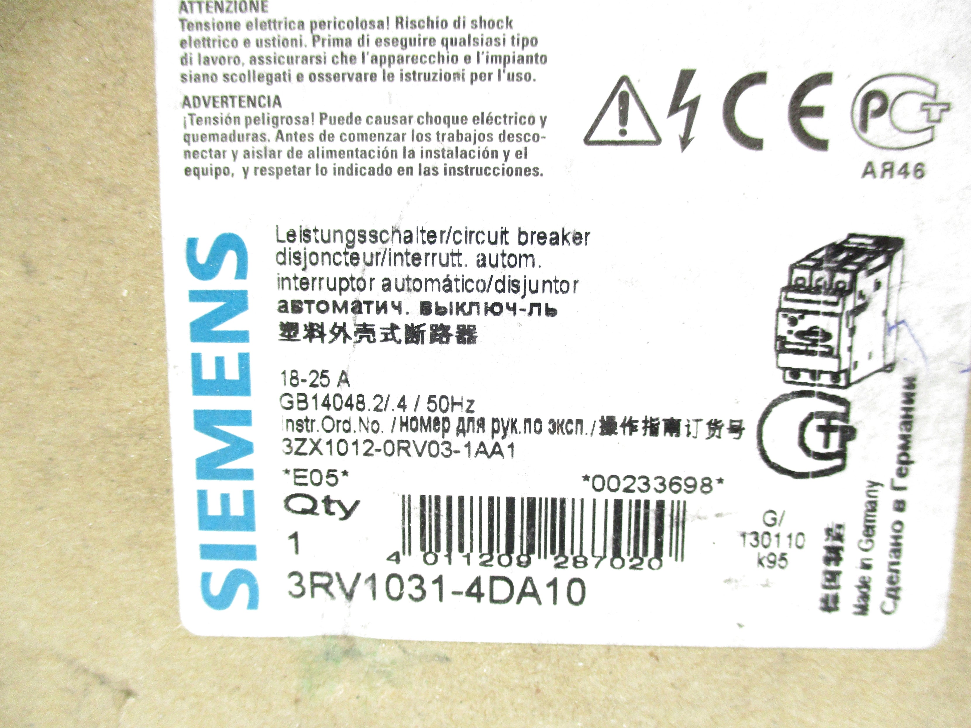 SIEMENS 3RV1031-4DA10 18-25A NSMP