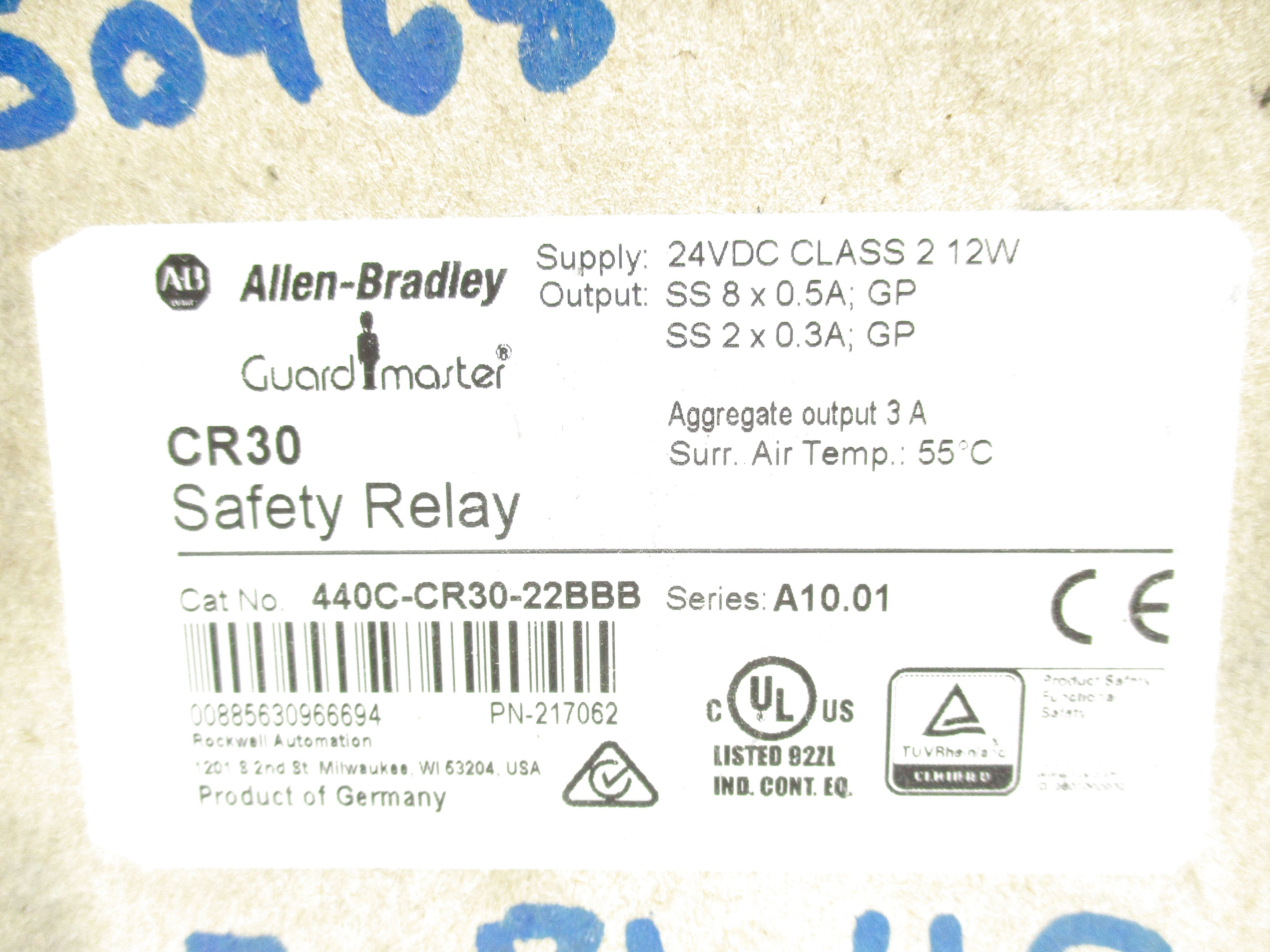 ALLEN BRADLEY 440C-CR30-22BBB SER. A10.01 3A 24VDC (BR/WH) NSMP