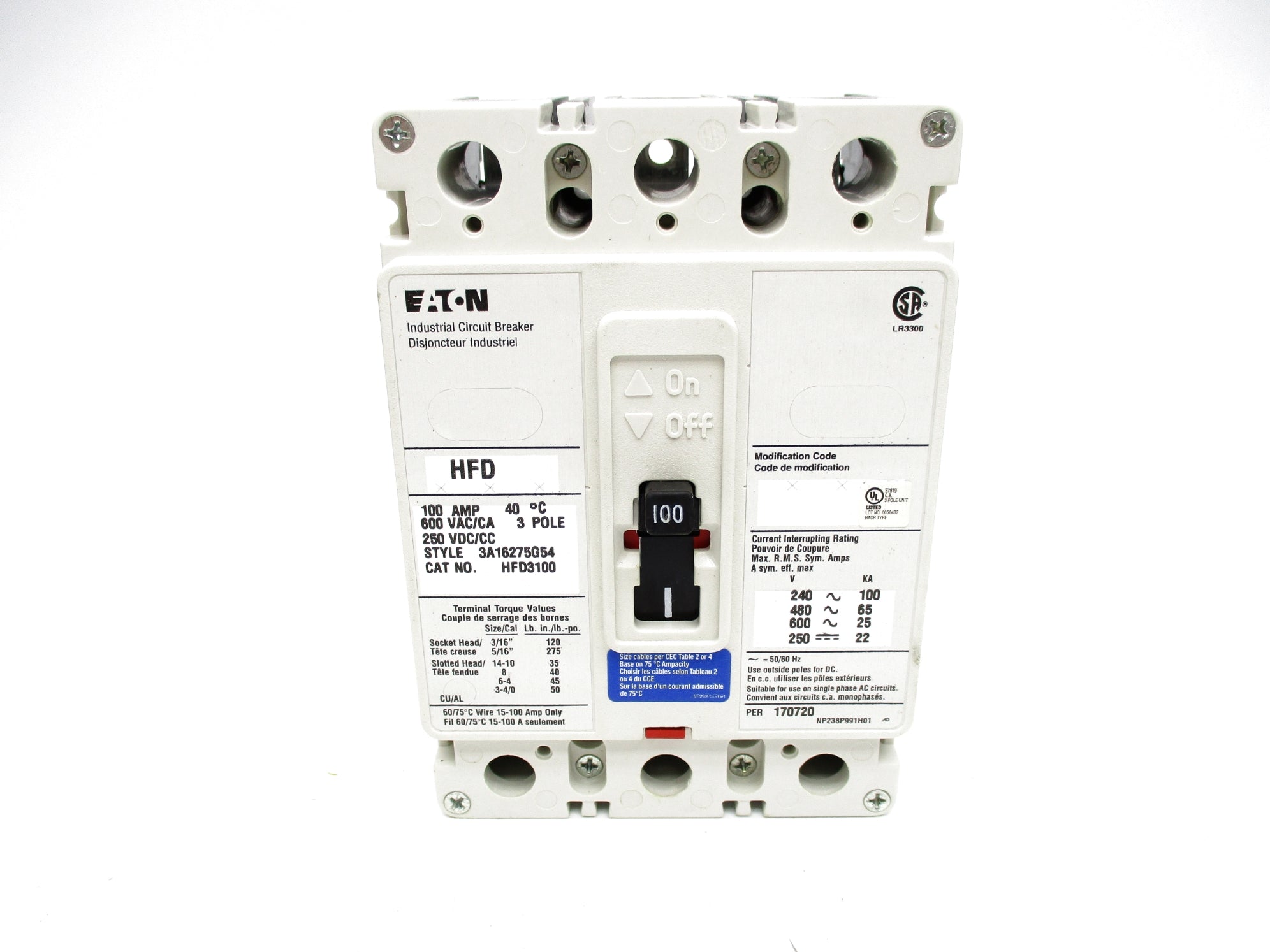 EATON HFD3100 SER. C 100A 600VAC NSMP