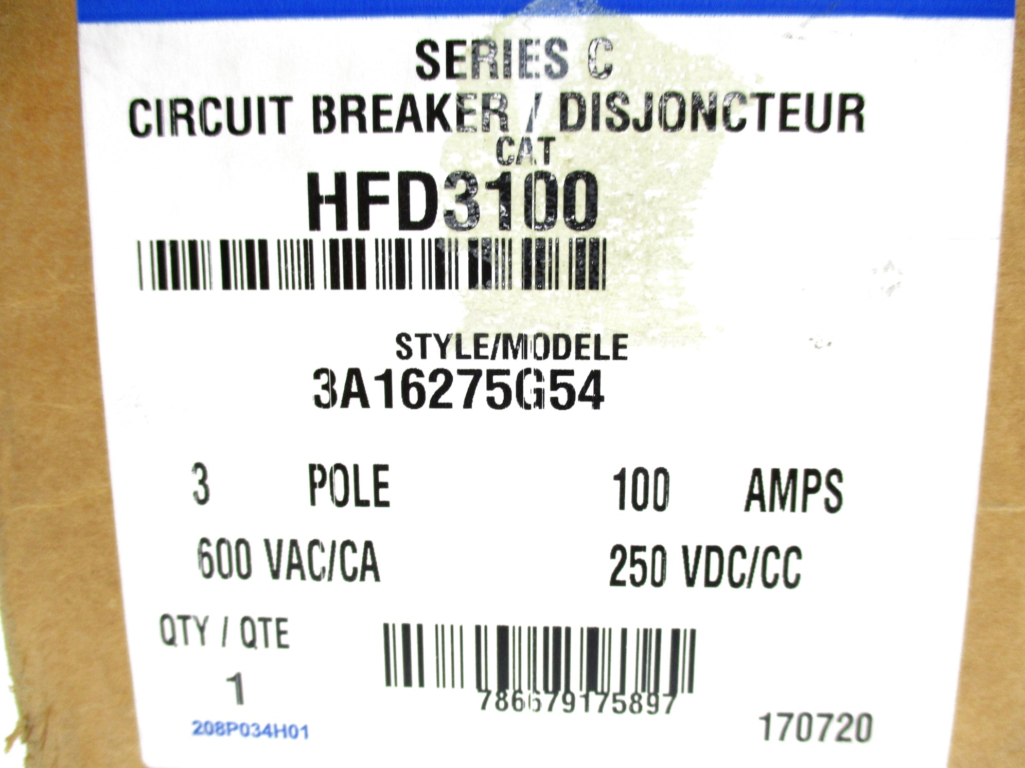 EATON HFD3100 SER. C 100A 600VAC NSMP