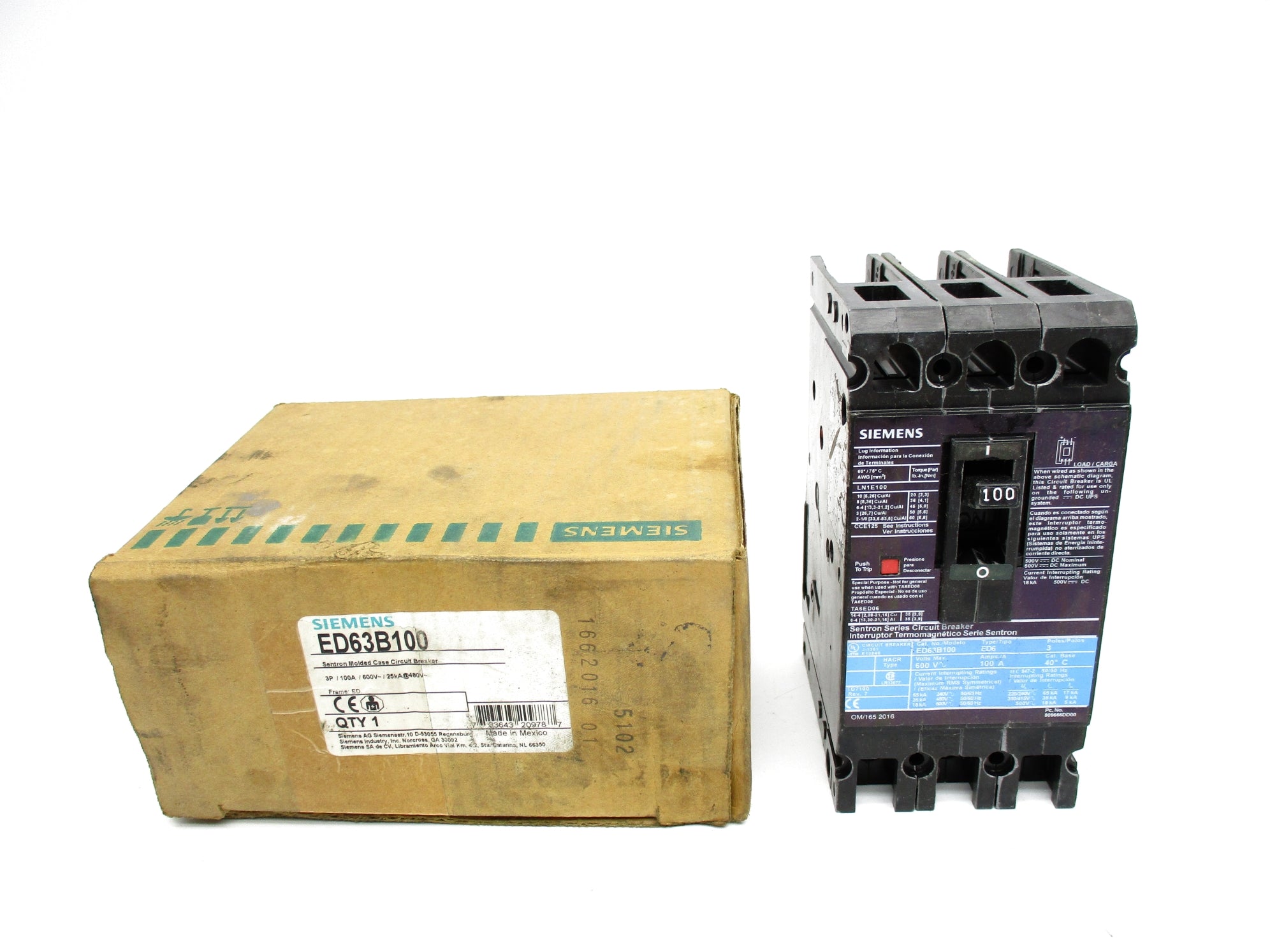 SIEMENS ED63B100 600V 100A NSMP