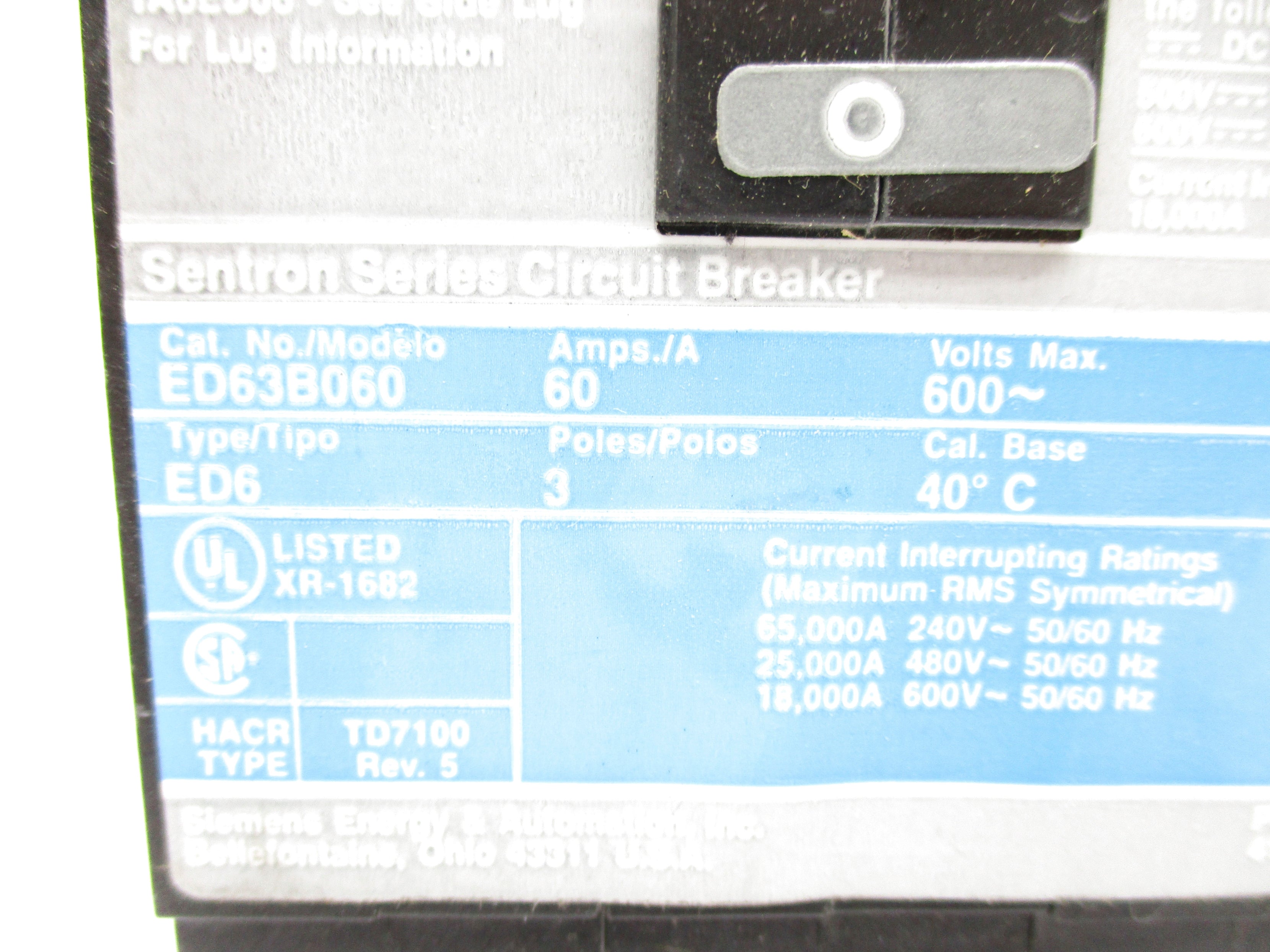 SIEMENS ED63B060 600V 60A NSNP