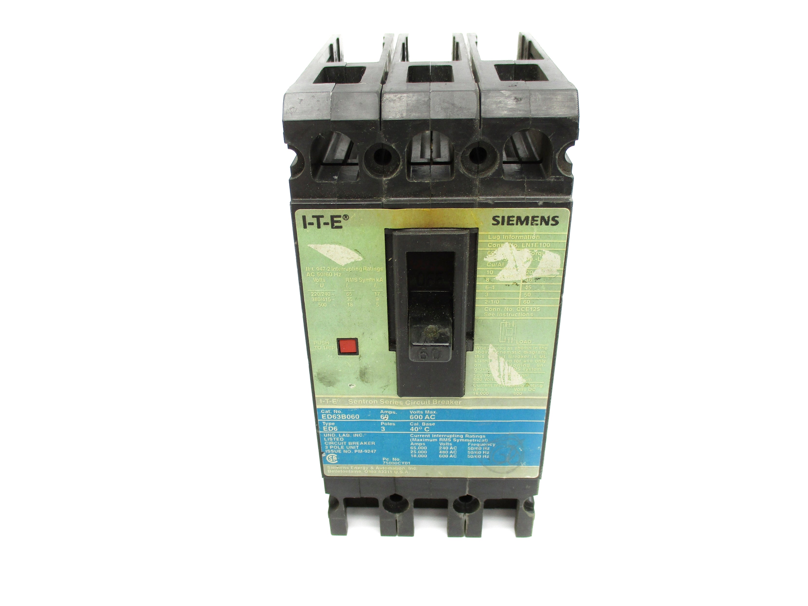 SIEMENS ED63B060 600VAC 60A UNMP