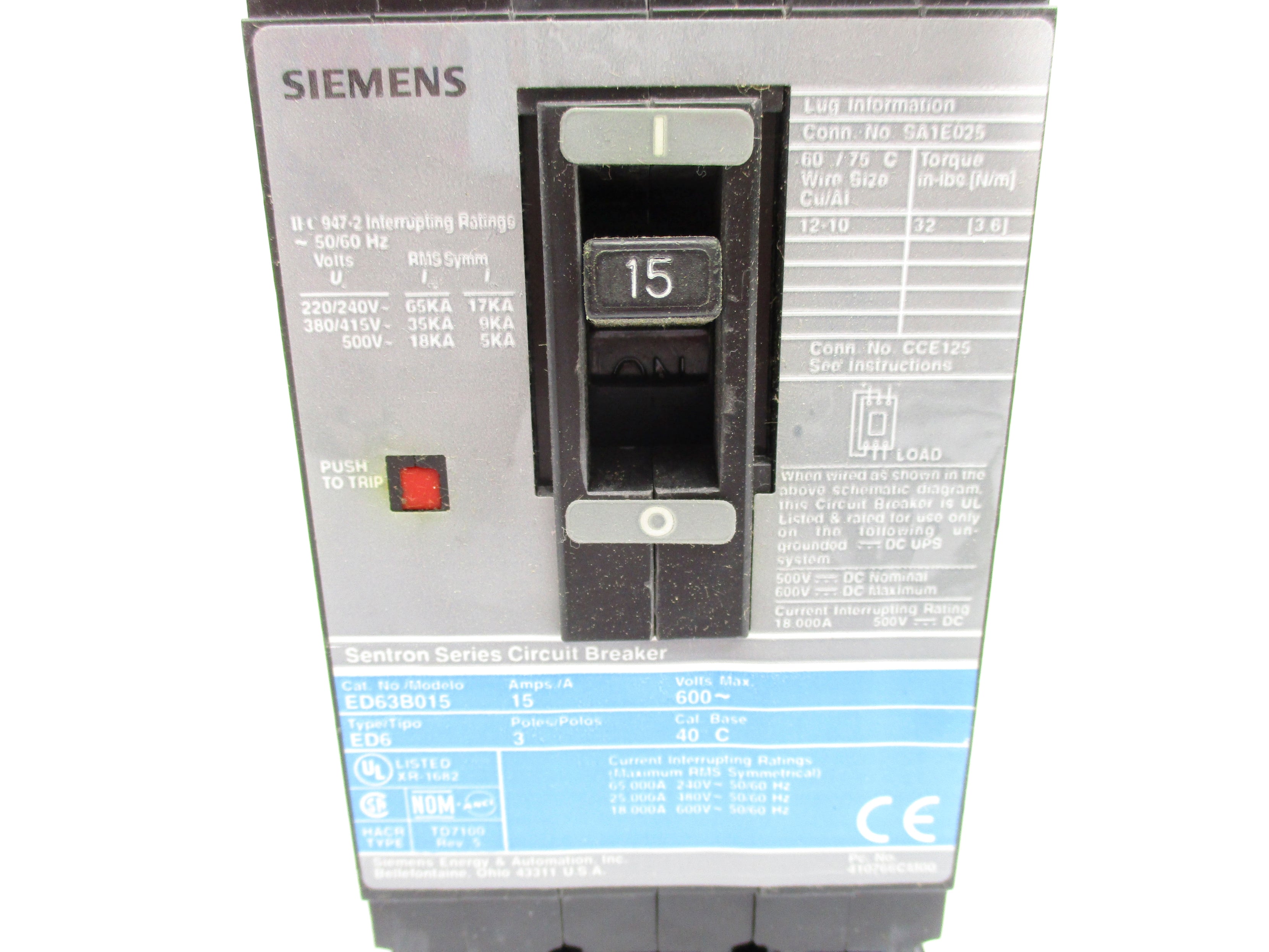 SIEMENS ED63B015 600V 15A NSNP