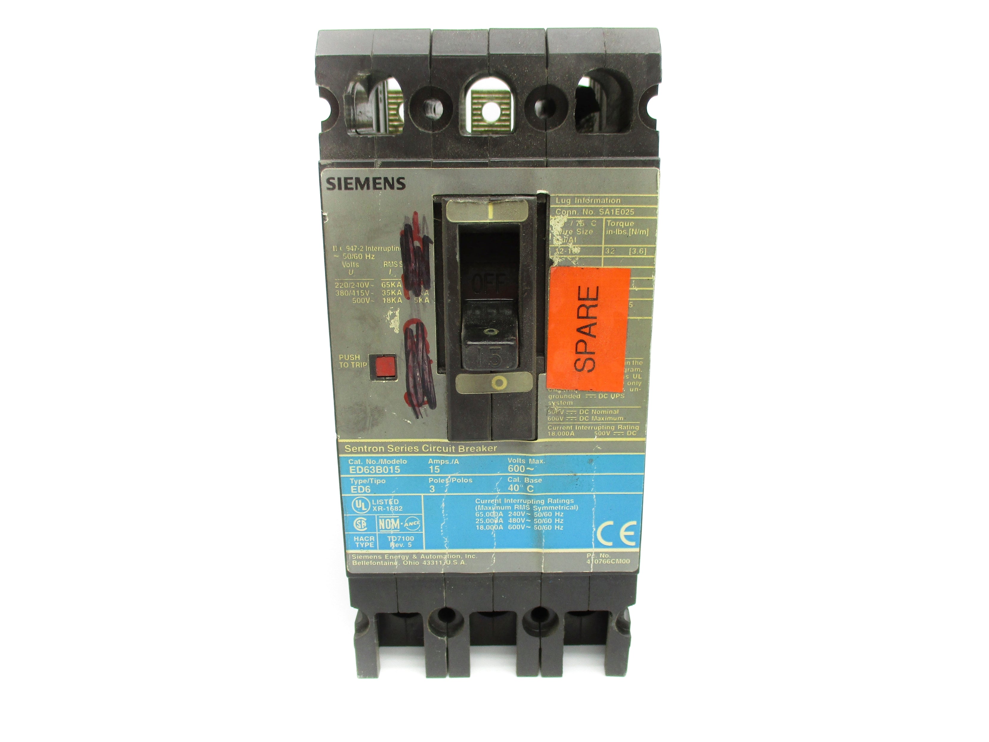 SIEMENS ED63B015 600V 15A UNMP
