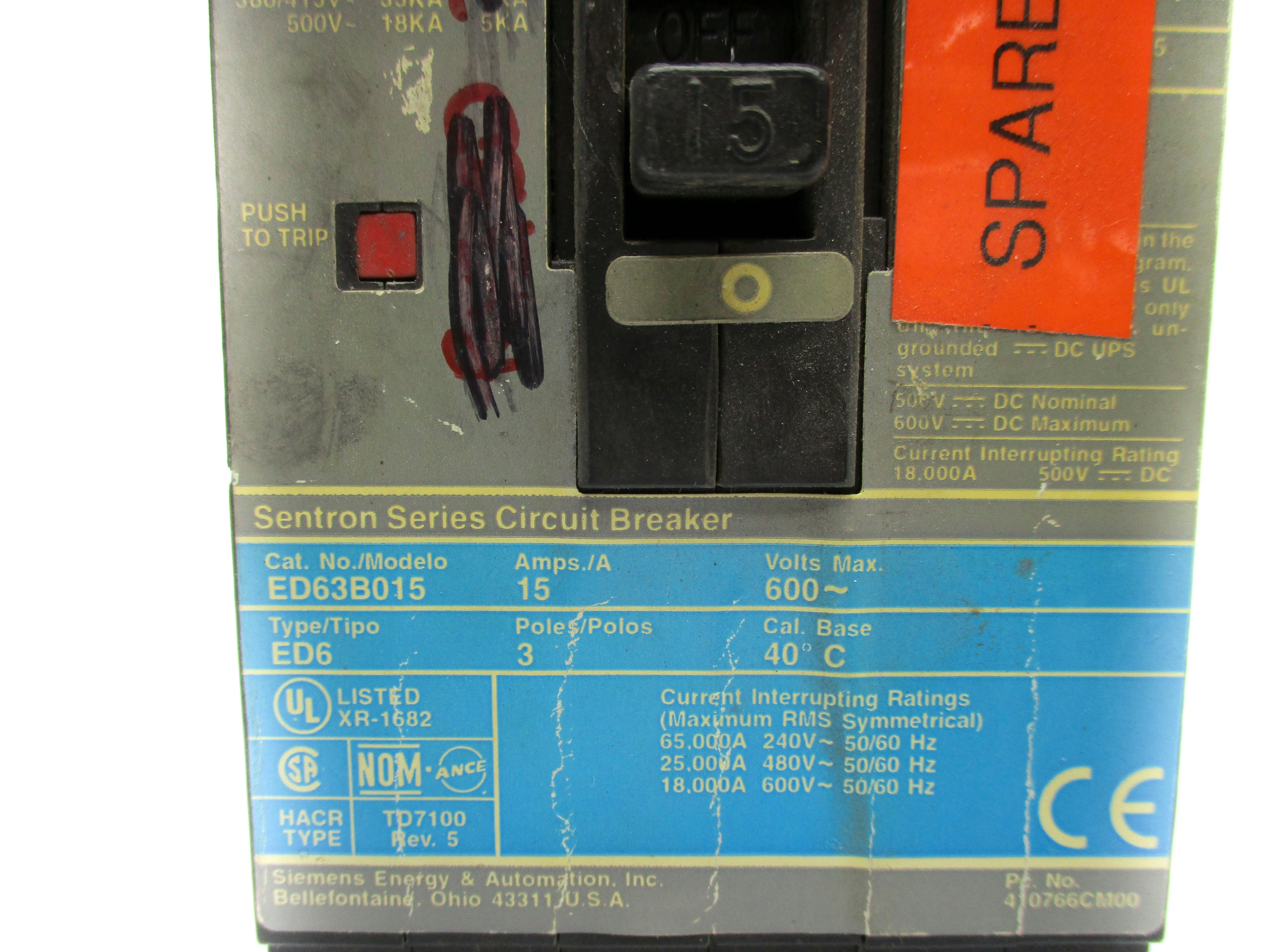 SIEMENS ED63B015 600V 15A UNMP