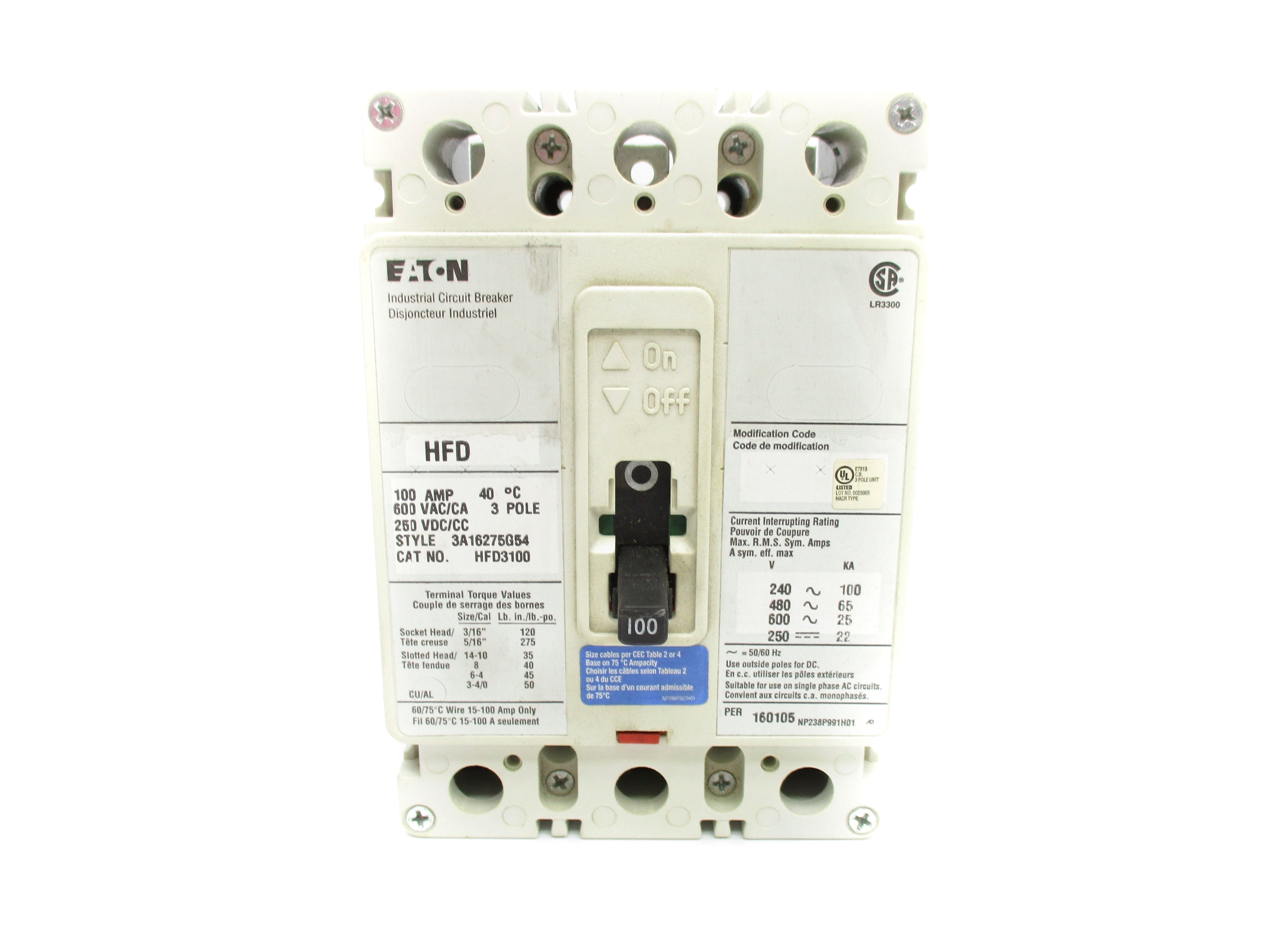EATON HFD3100 100A 600VAC UNMP
