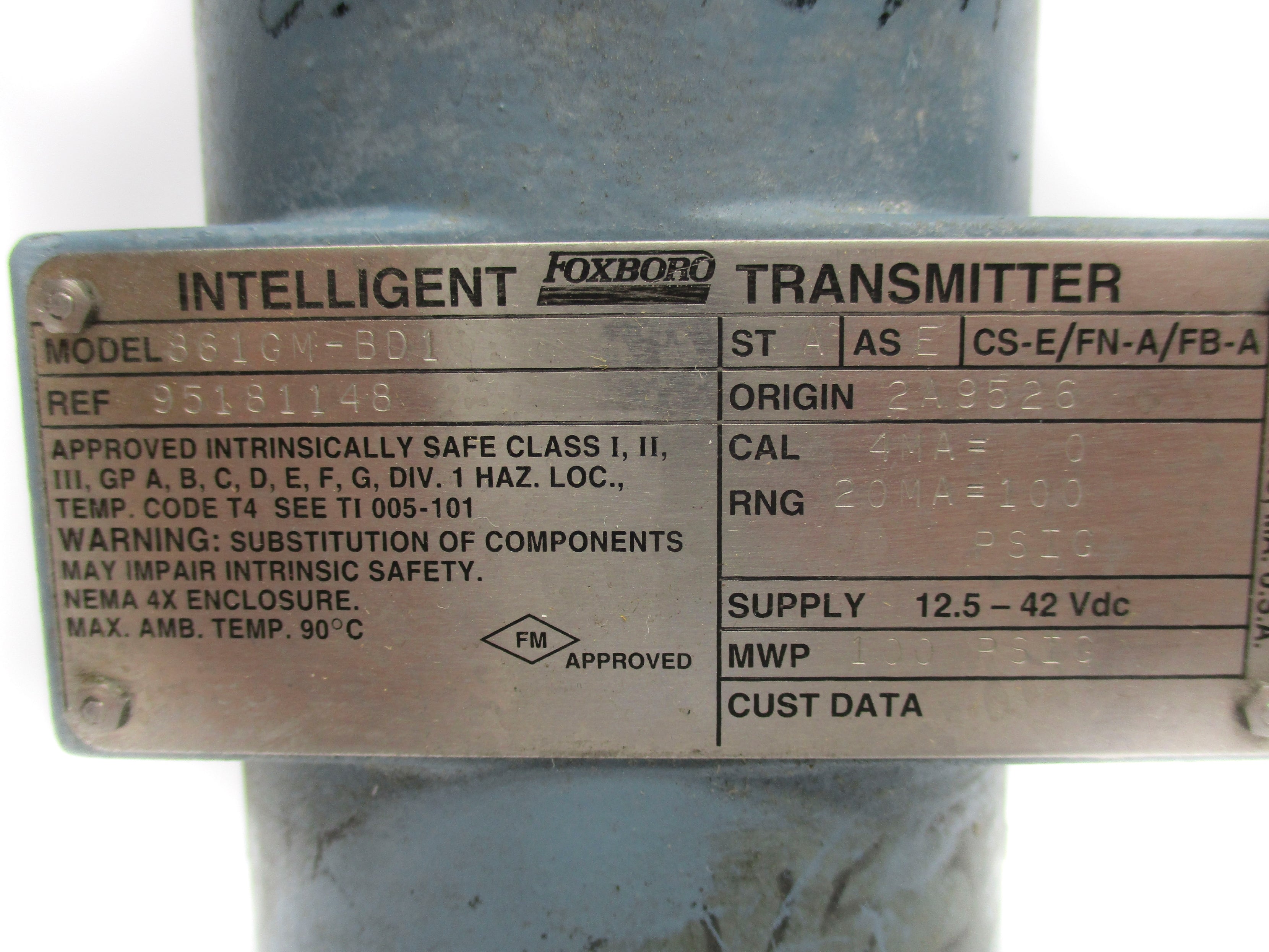 FOXBORO 861GM-BD1 100PSIG UNMP